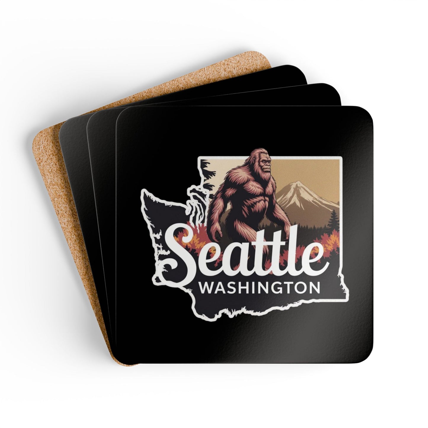 Bigfoot Seattle Washington Coaster Set