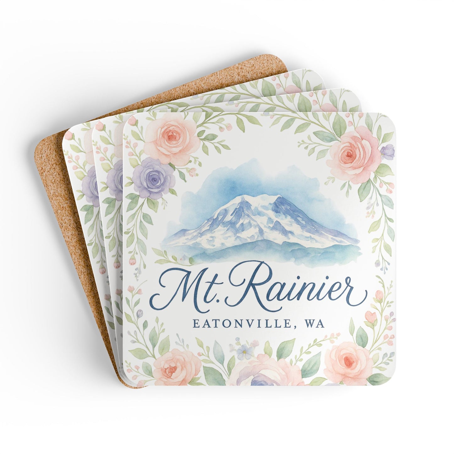Mt. Rainier - Eatonville, WA Rose Garden Coaster Set