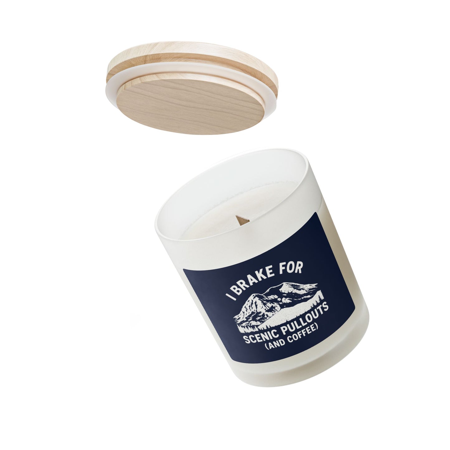 I Brake For Scenic Pullouts (And Coffee) Frosted Glass Candle