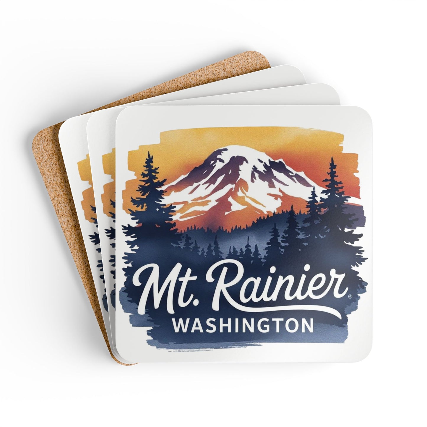 Mt. Rainier - Washington Sunset Coaster Set