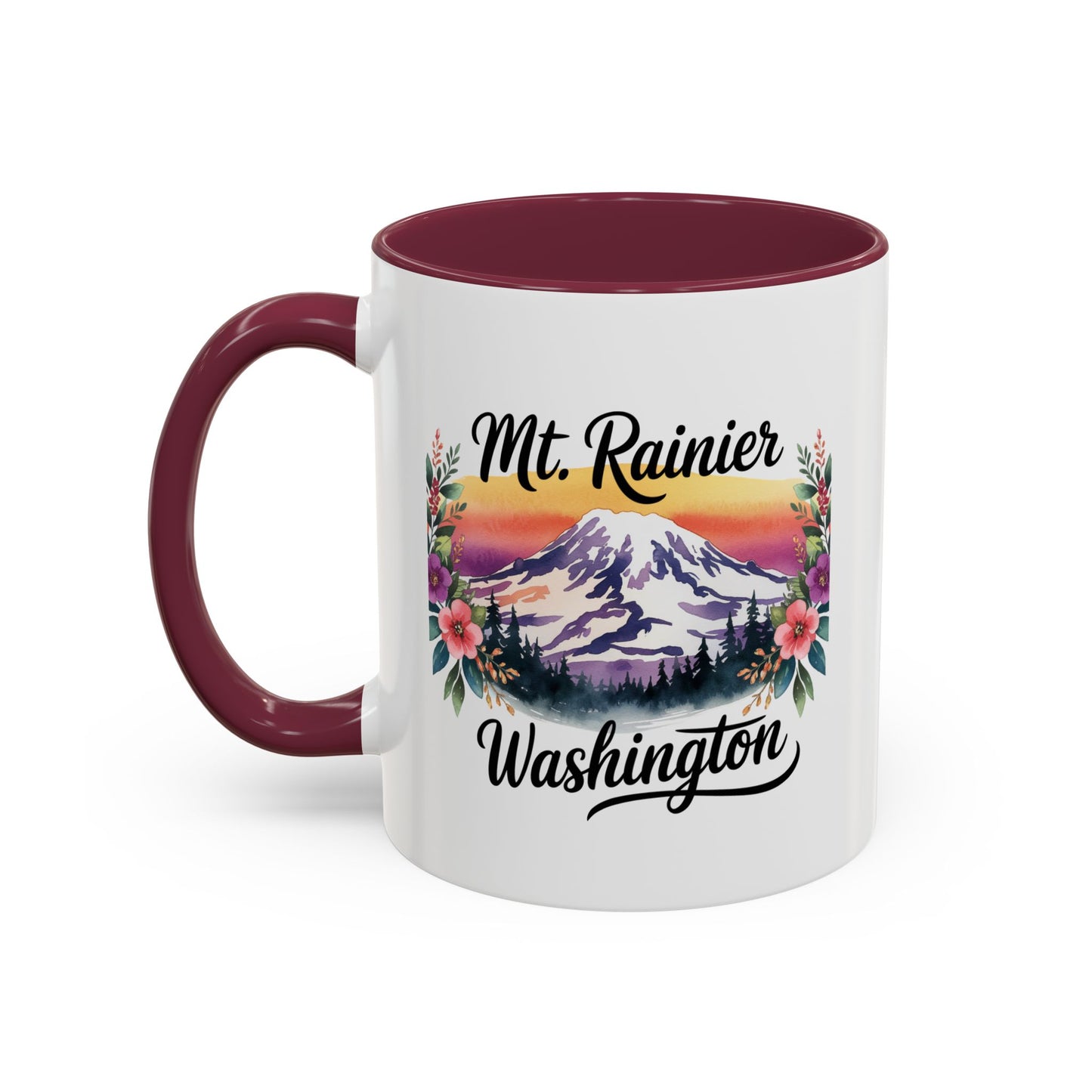 Mt. Rainier - Washington Floral Sunset Mug