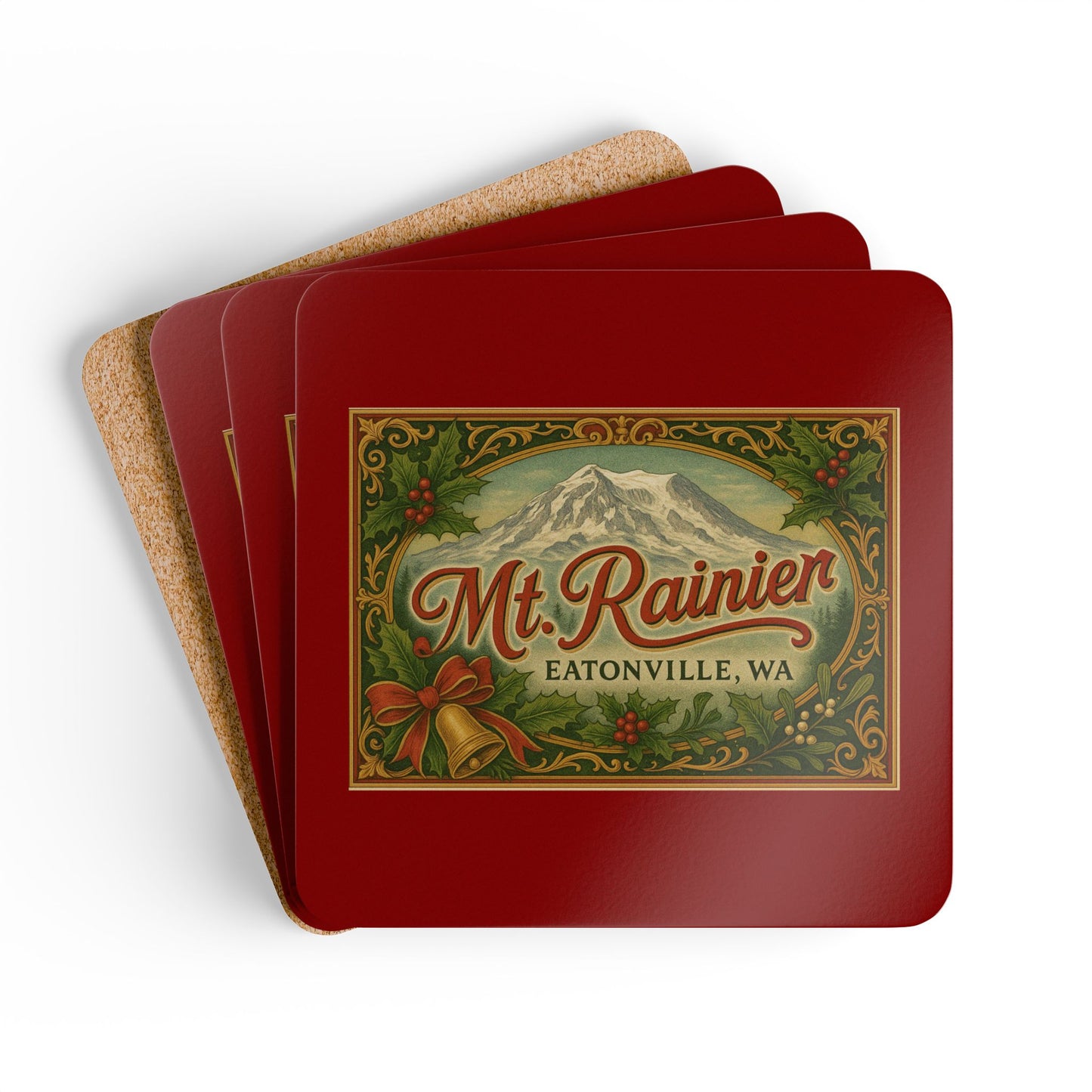 Mt. Rainier - Eatonville, WA Victorian Christmas Coaster Set