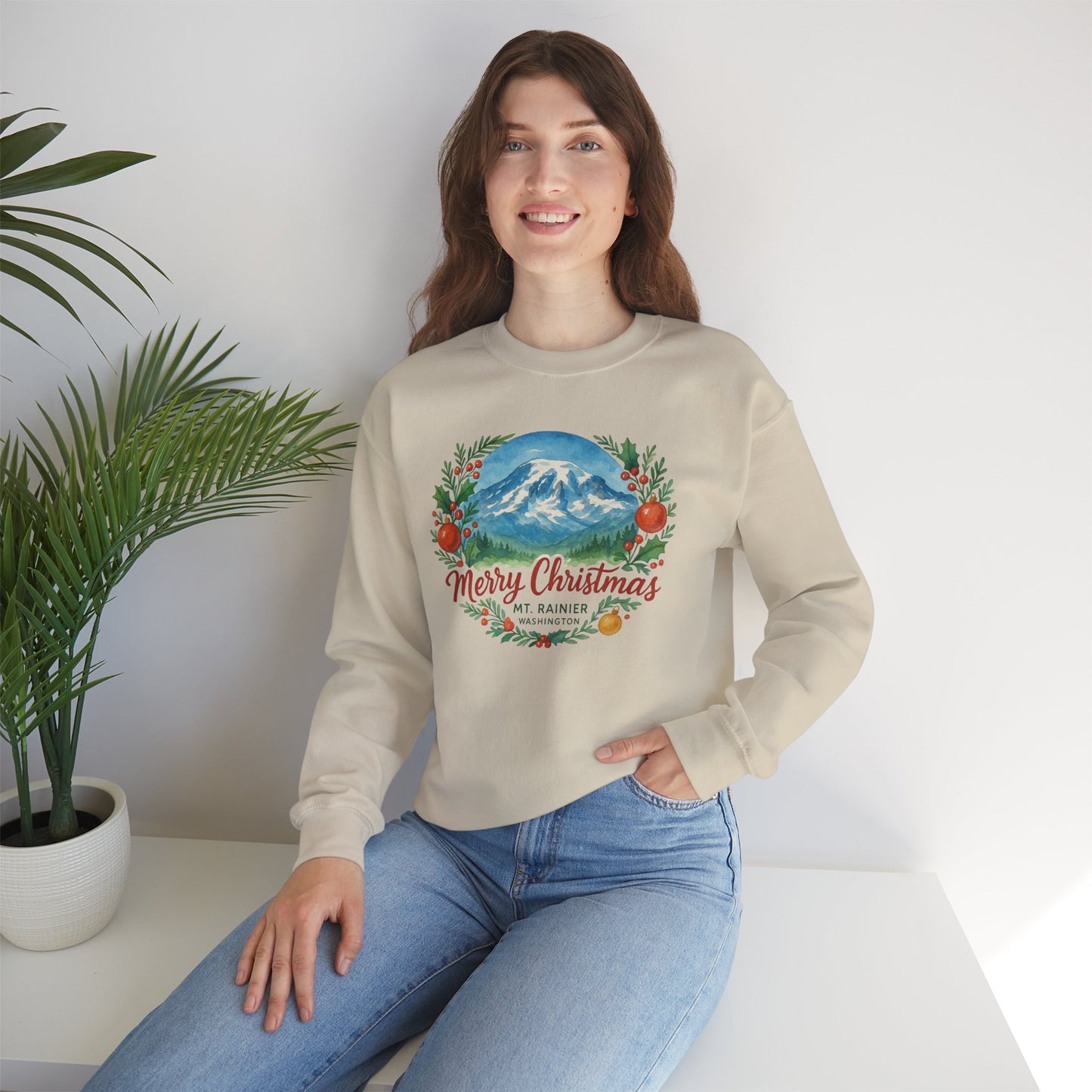 Mt. Rainier - Washington Merry Christmas Sweatshirt