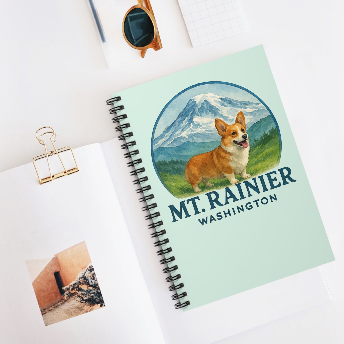 Mt. Rainier - Washington Corgi Spiral Notebook