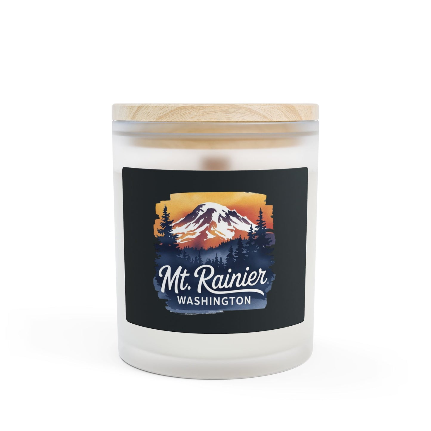 Mt. Rainier - Washington Sunset Frosted Glass Candle