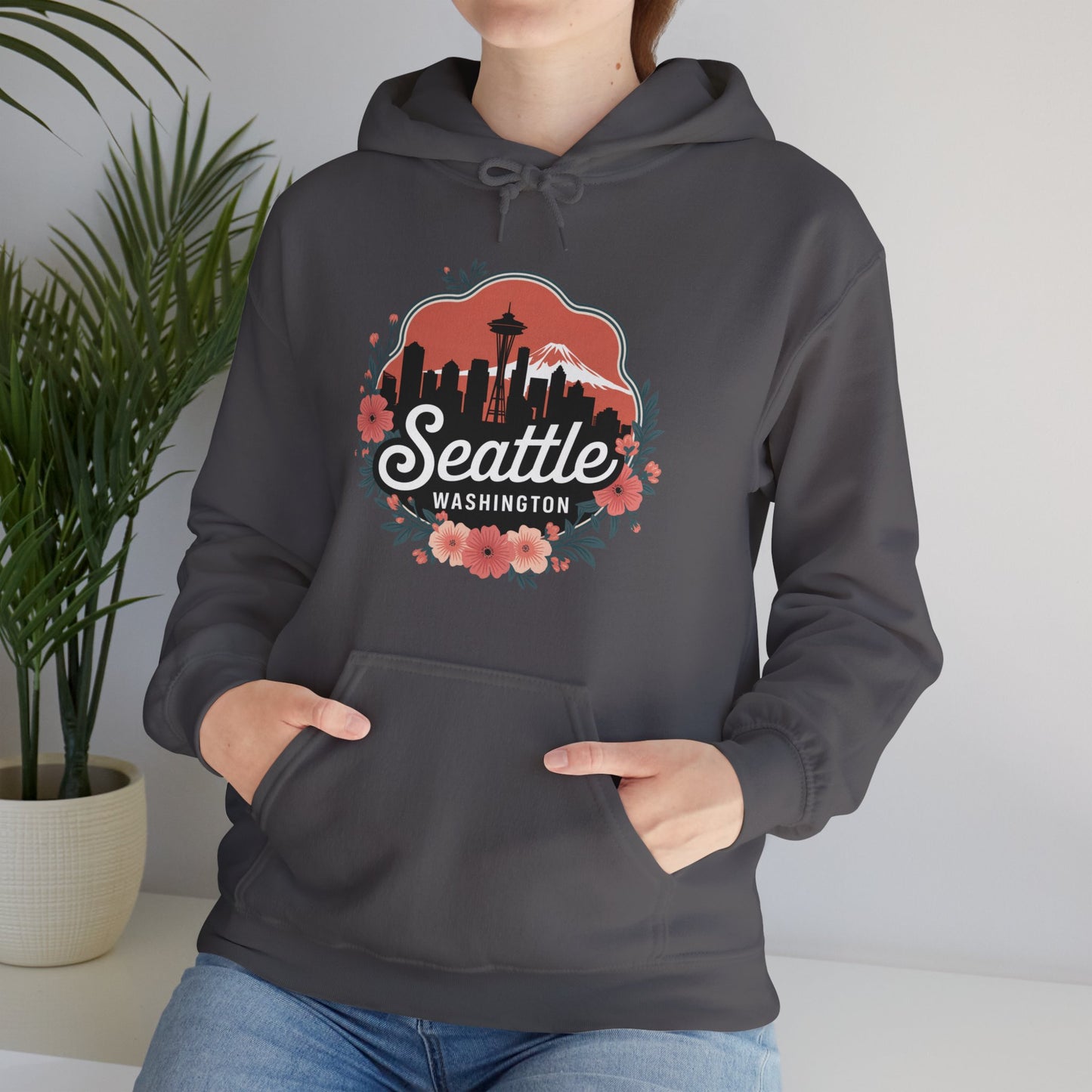Floral Seattle City Skyline Hoodie