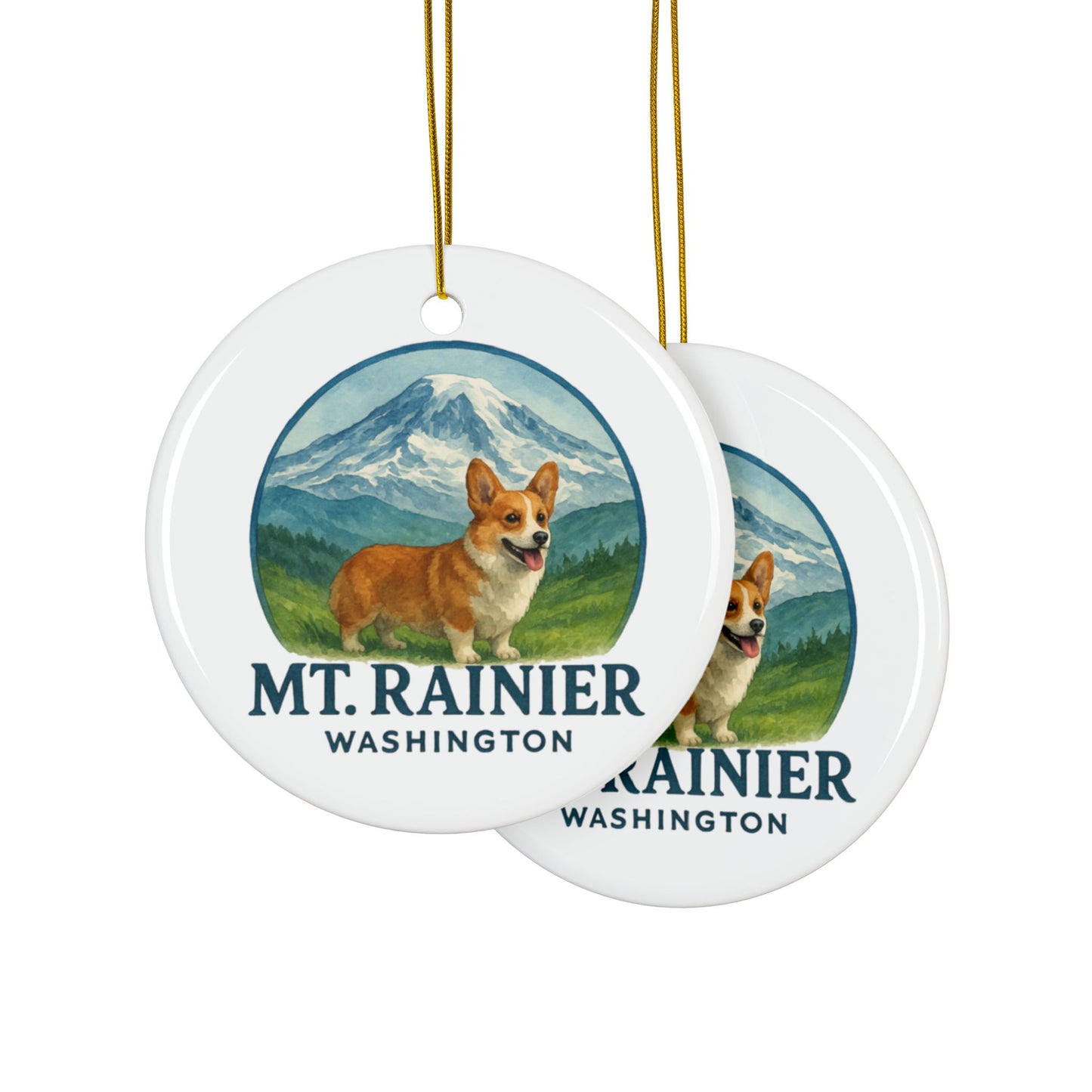 Mt. Rainier - Washington Corgi Ornament