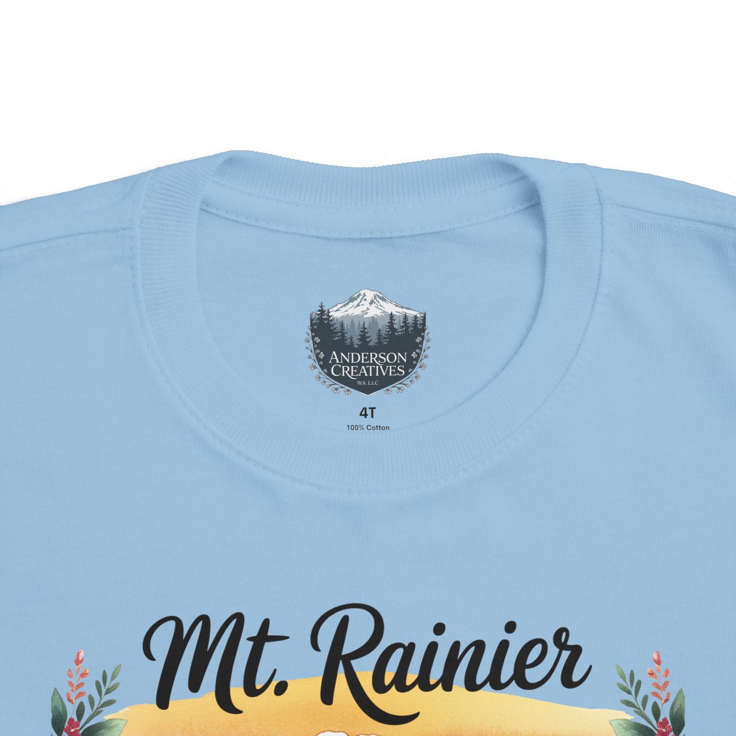 Mt. Rainier - Washington Floral Sunset Toddler Tee
