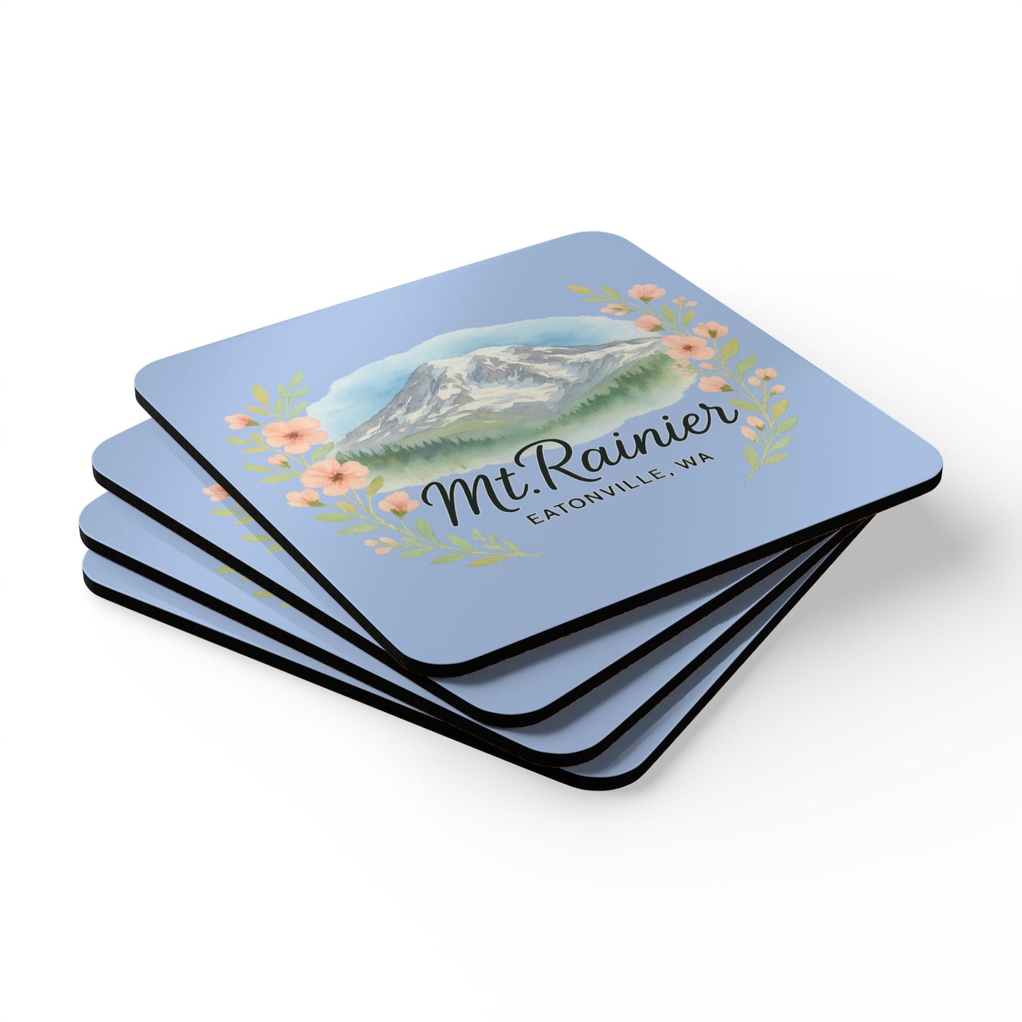 Mt. Rainier - Eatonville, WA Floral Coaster Set
