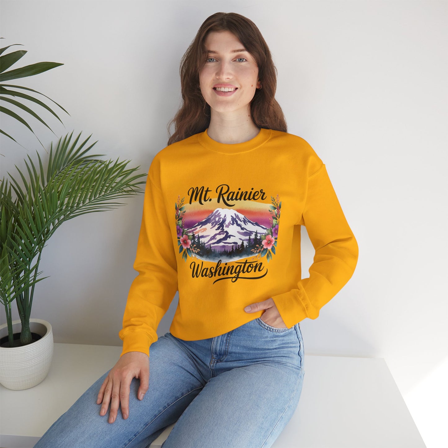 Mt. Rainier - Washington Floral Sunset Sweatshirt