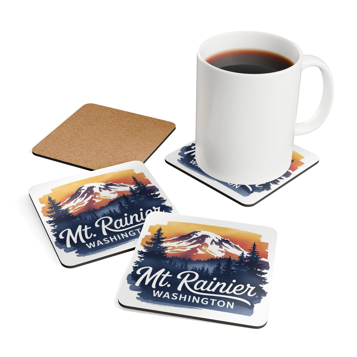 Mt. Rainier - Washington Sunset Coaster Set
