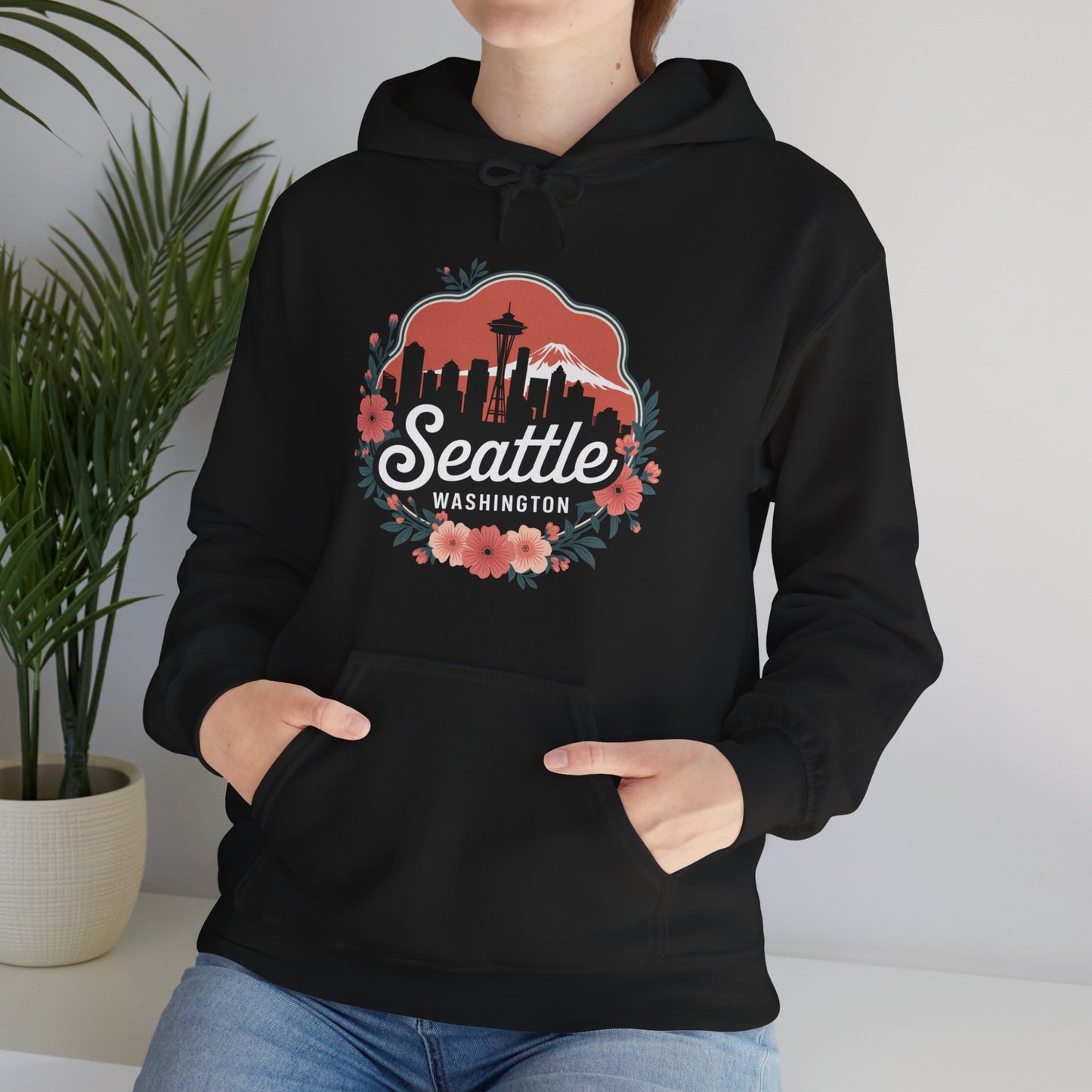 Floral Seattle City Skyline Hoodie