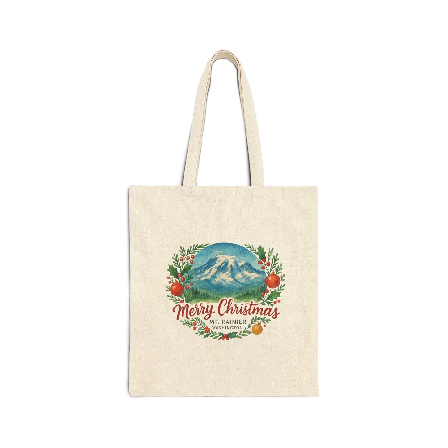 Mt. Rainier - Washington Merry Christmas Canvas Tote Bag