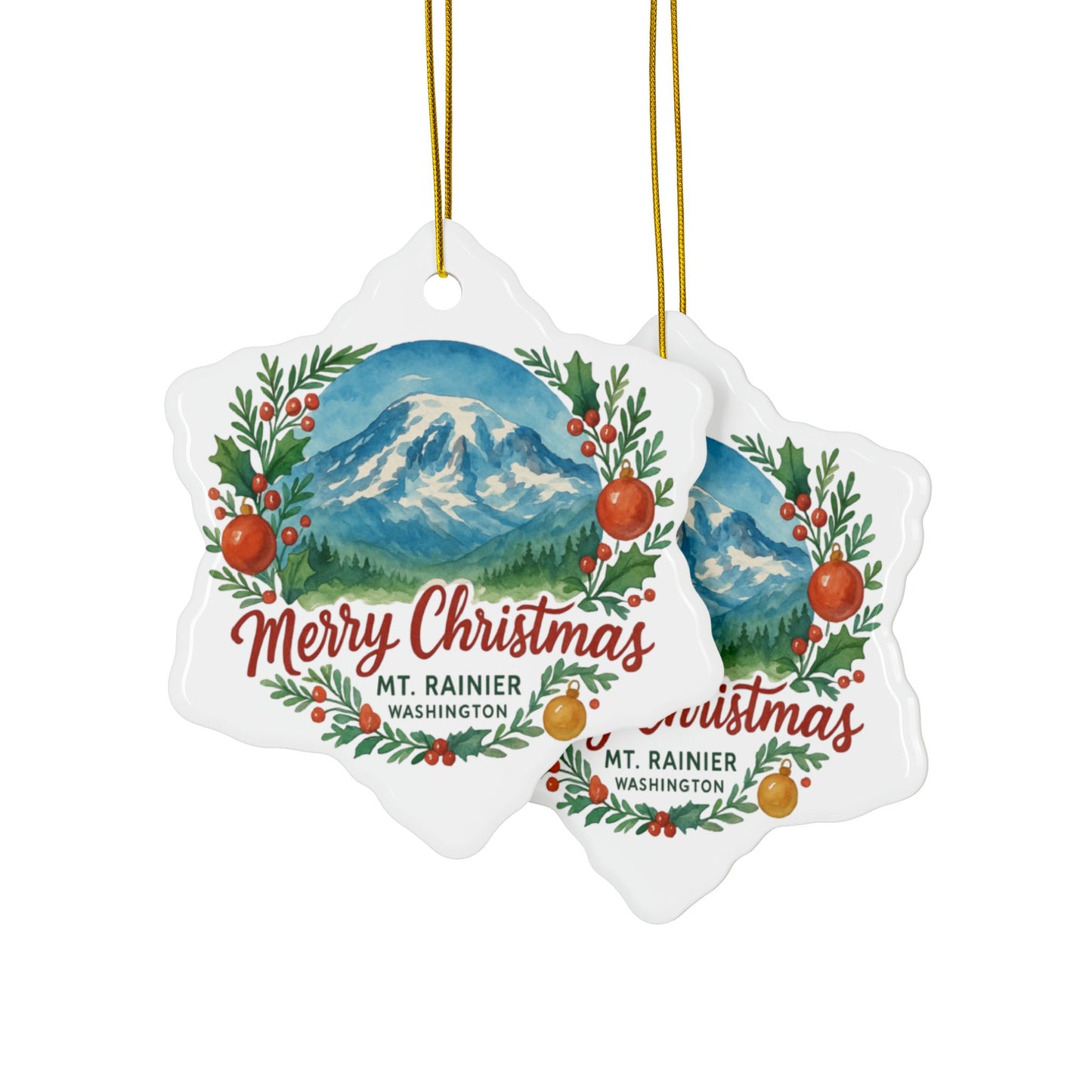 Mt. Rainier - Washington Merry Christmas Ornament