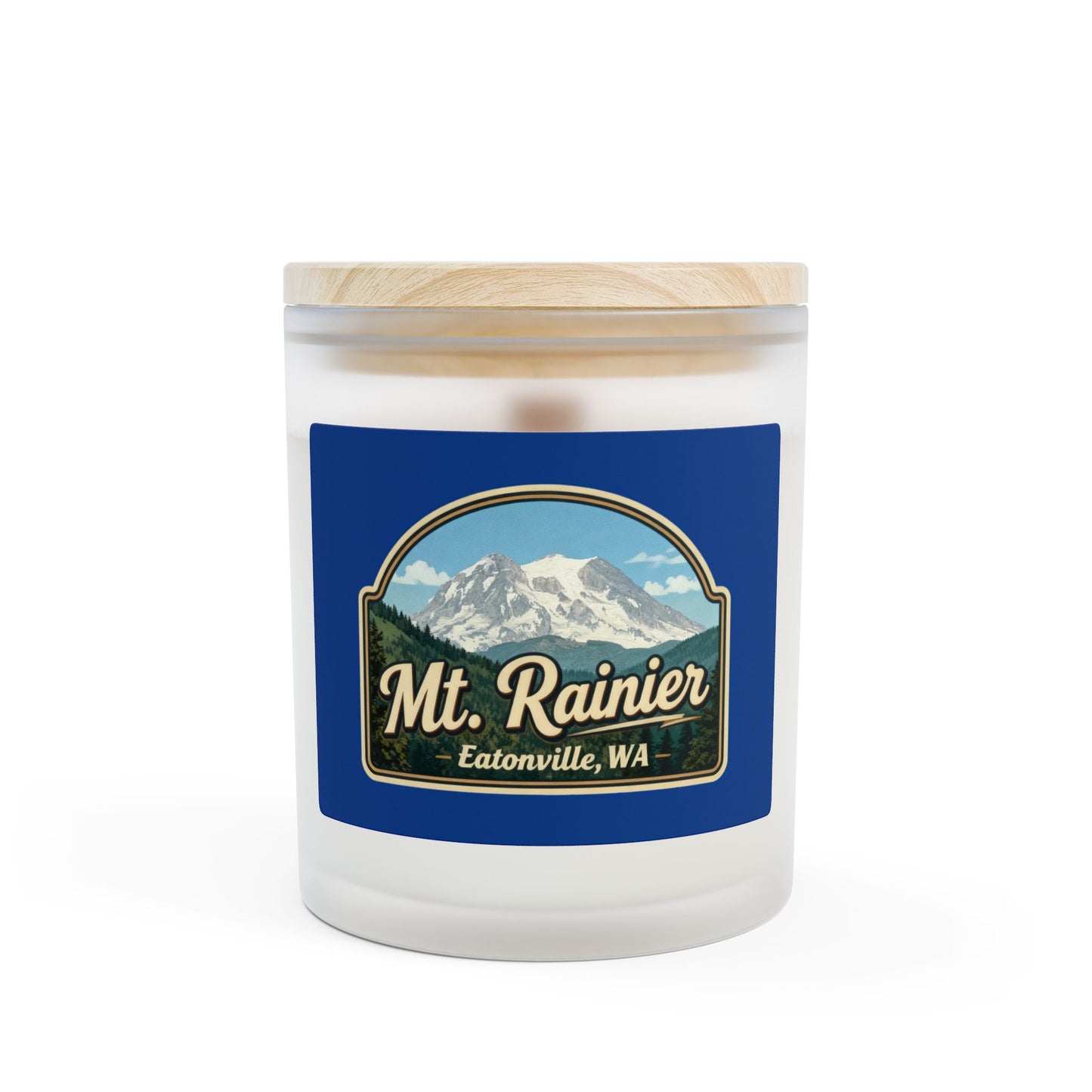 Mt. Rainier - Eatonville, WA Vintage Frosted Glass Candle