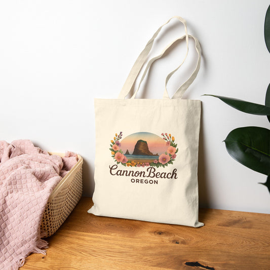 Cannon Beach Haystack Rock Canvas Tote Bag