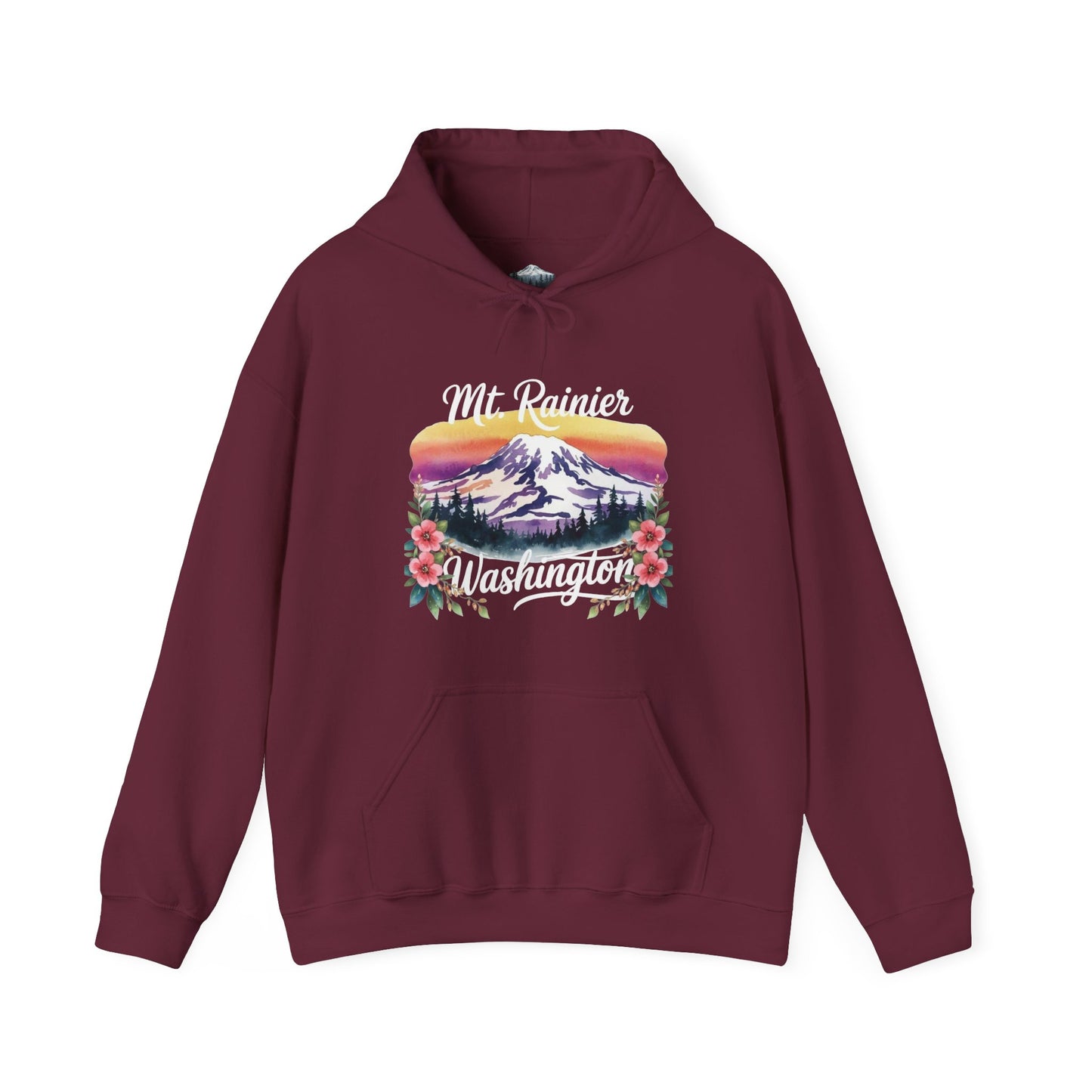 Mt. Rainier - Washington Floral Sunset Hoodie