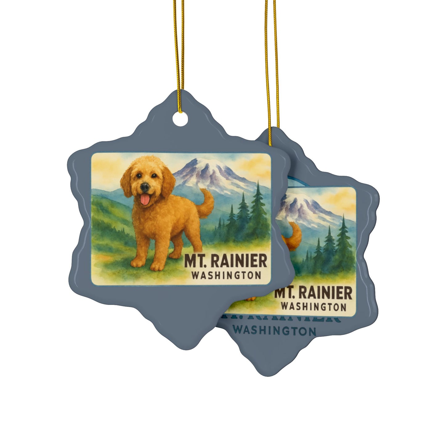 Mt. Rainier - Washington Golden Doodle Ornament