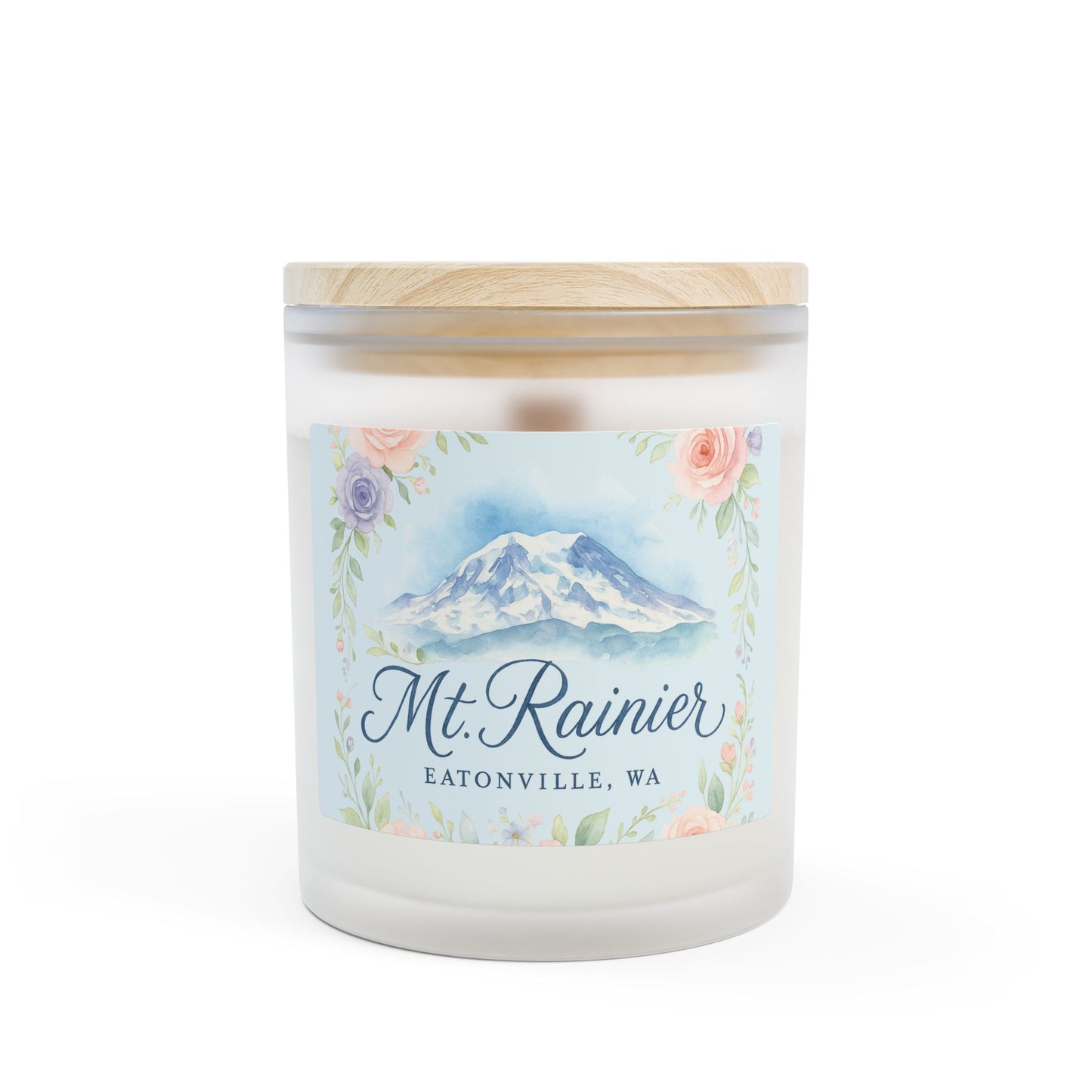 Mt. Rainier - Eatonville, WA Rose Garden Frosted Glass Candle