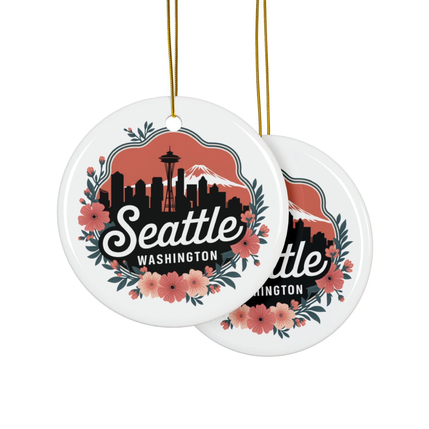 Floral Seattle City Skyline Ornament