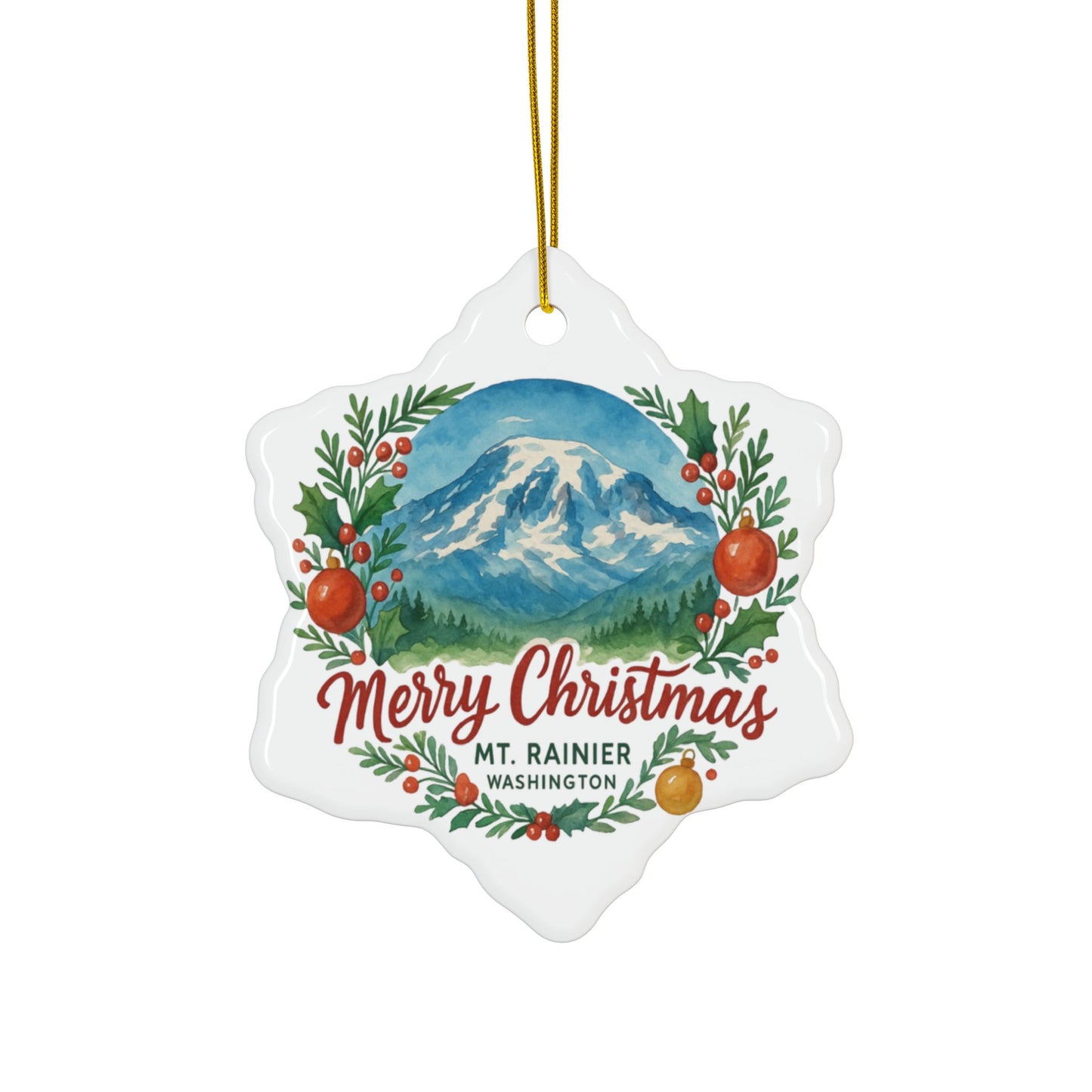 Mt. Rainier - Washington Merry Christmas Ornament