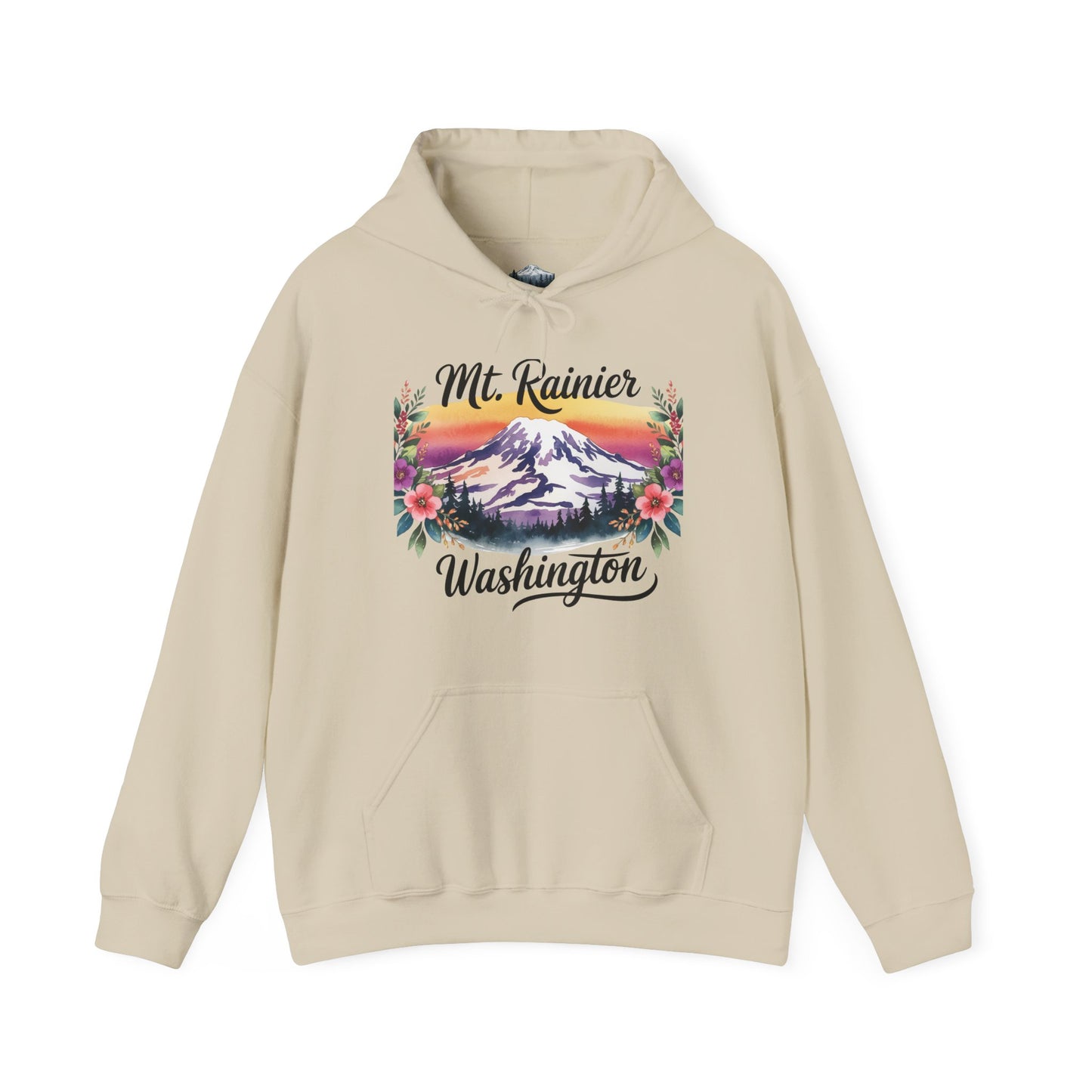 Mt. Rainier - Washington Floral Sunset Hoodie