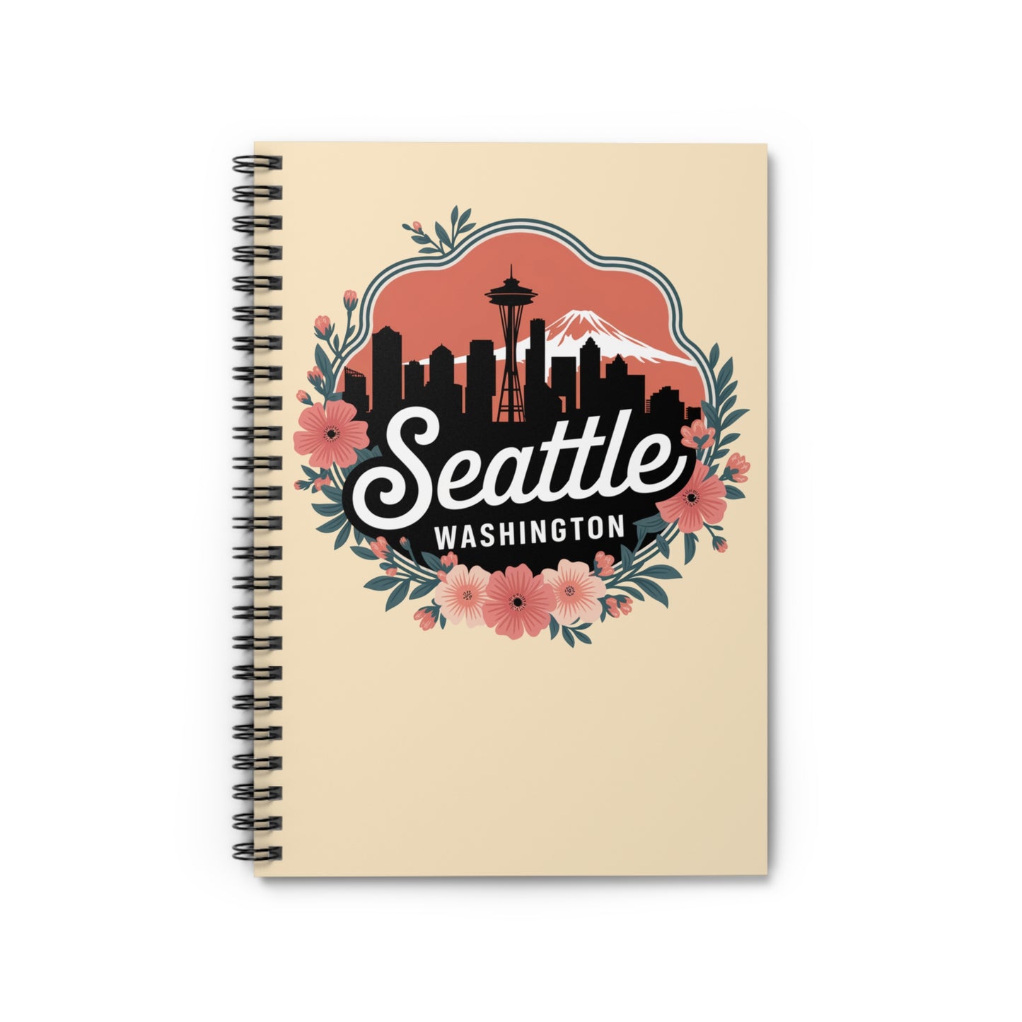Floral Seattle City Skyline Spiral Notebook