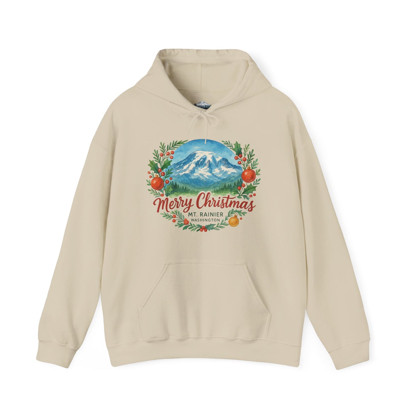 Mt. Rainier - Washington Merry Christmas Hoodie