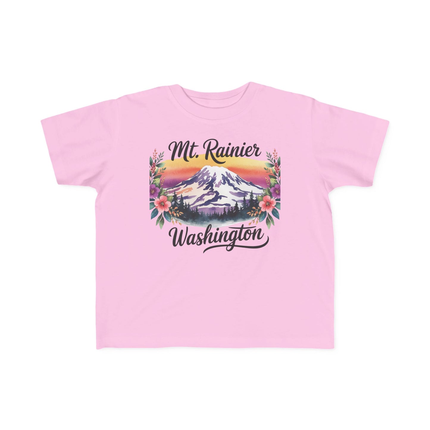 Mt. Rainier - Washington Floral Sunset Toddler Tee