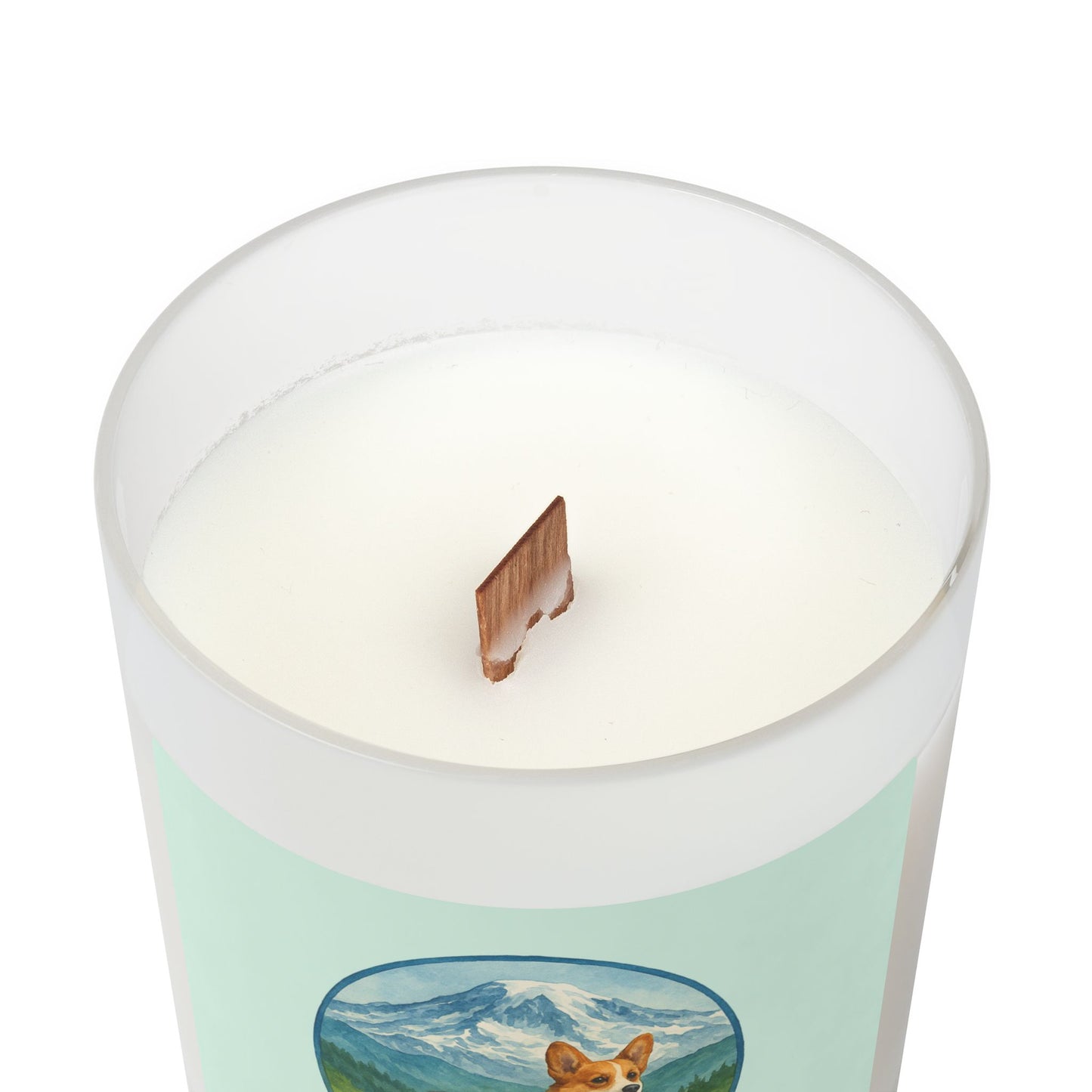 Mt. Rainier - Washington Corgi Frosted Glass Candle