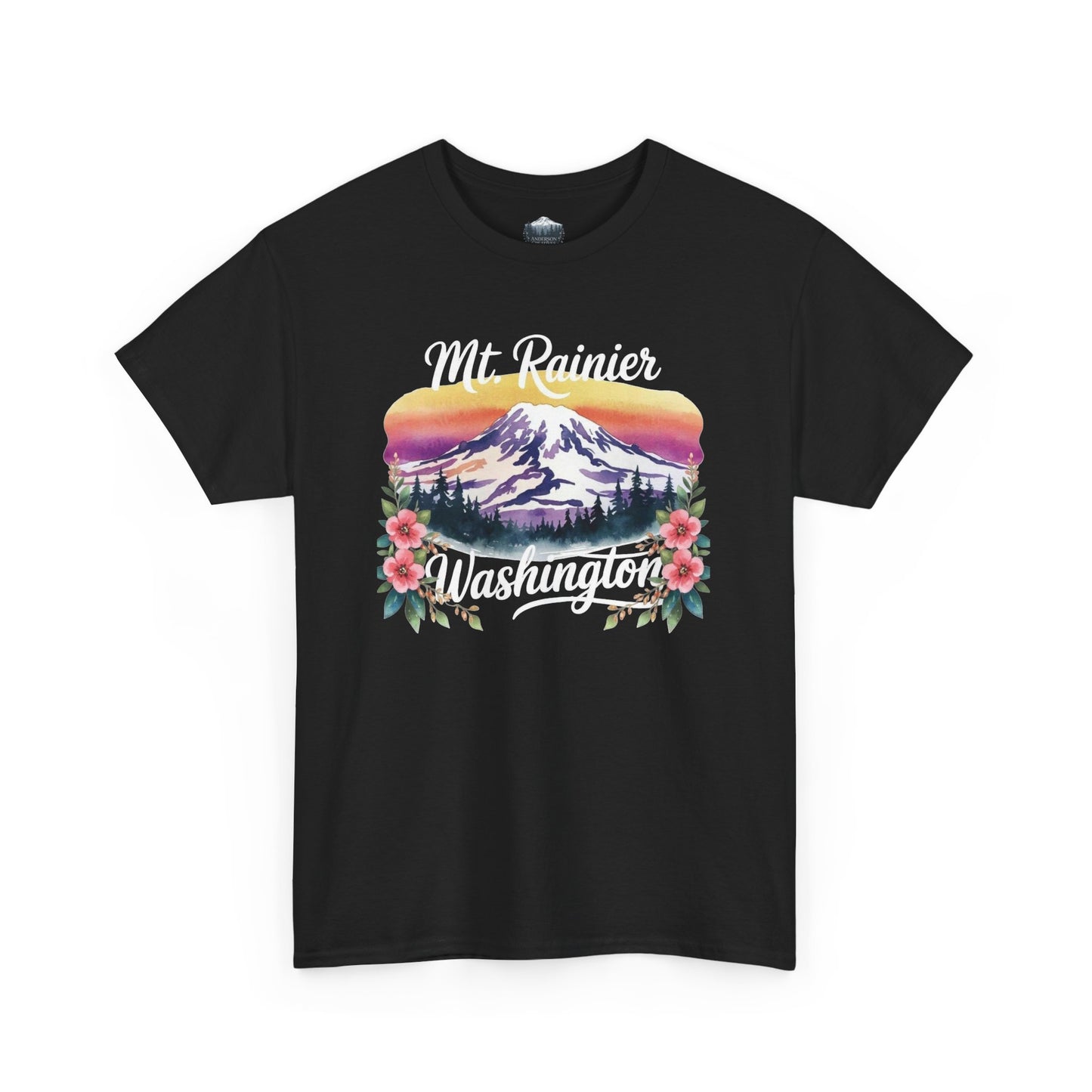 Mt. Rainier - Washington Floral Sunset T-Shirt
