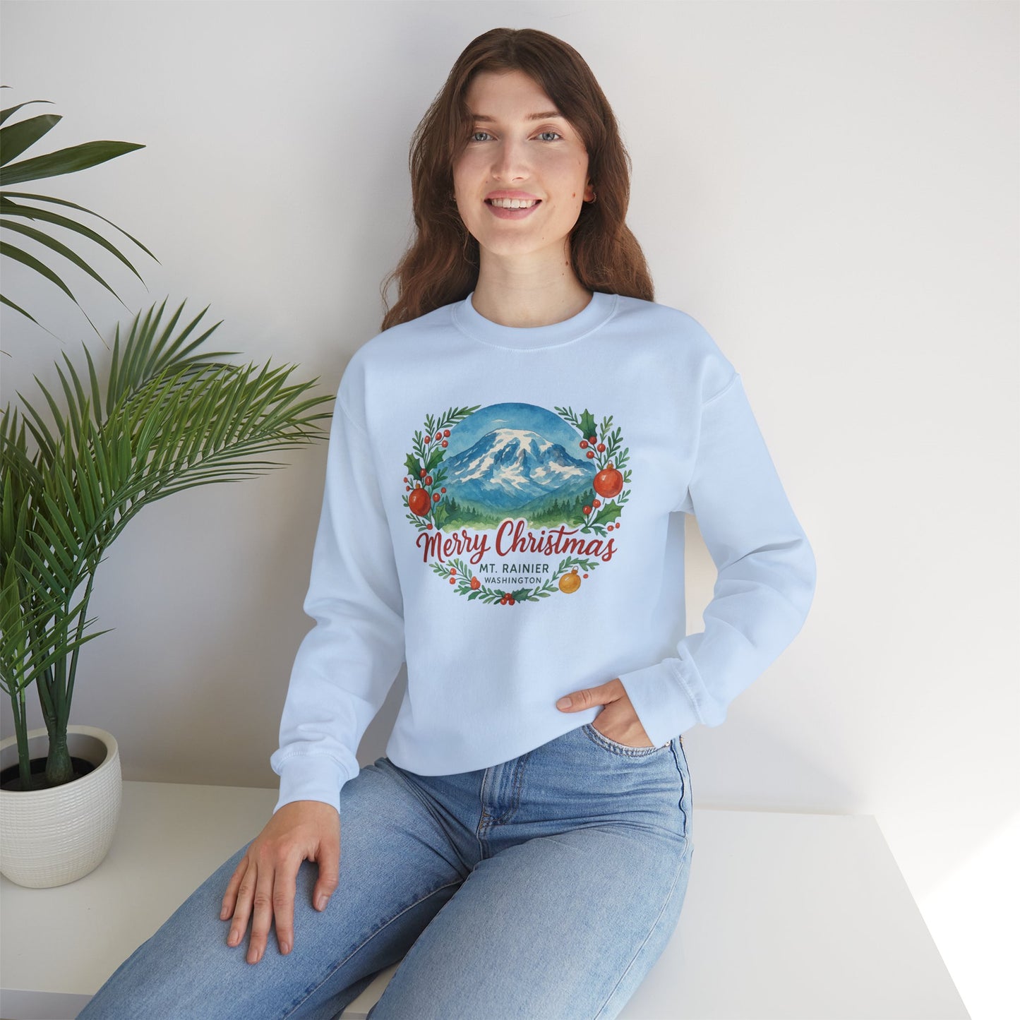 Mt. Rainier - Washington Merry Christmas Sweatshirt