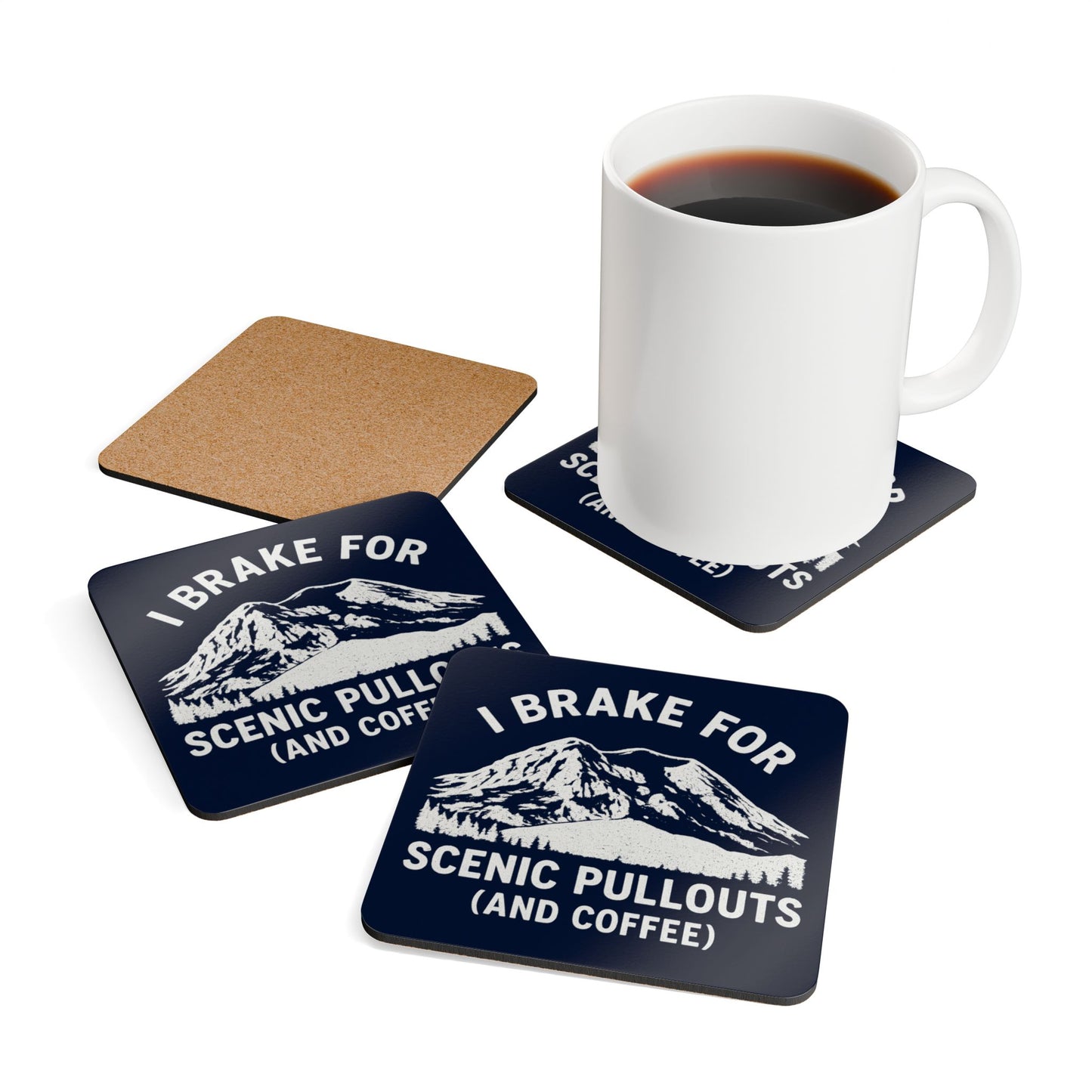 I Brake For Scenic Pullouts (And Coffee) Coaster Set