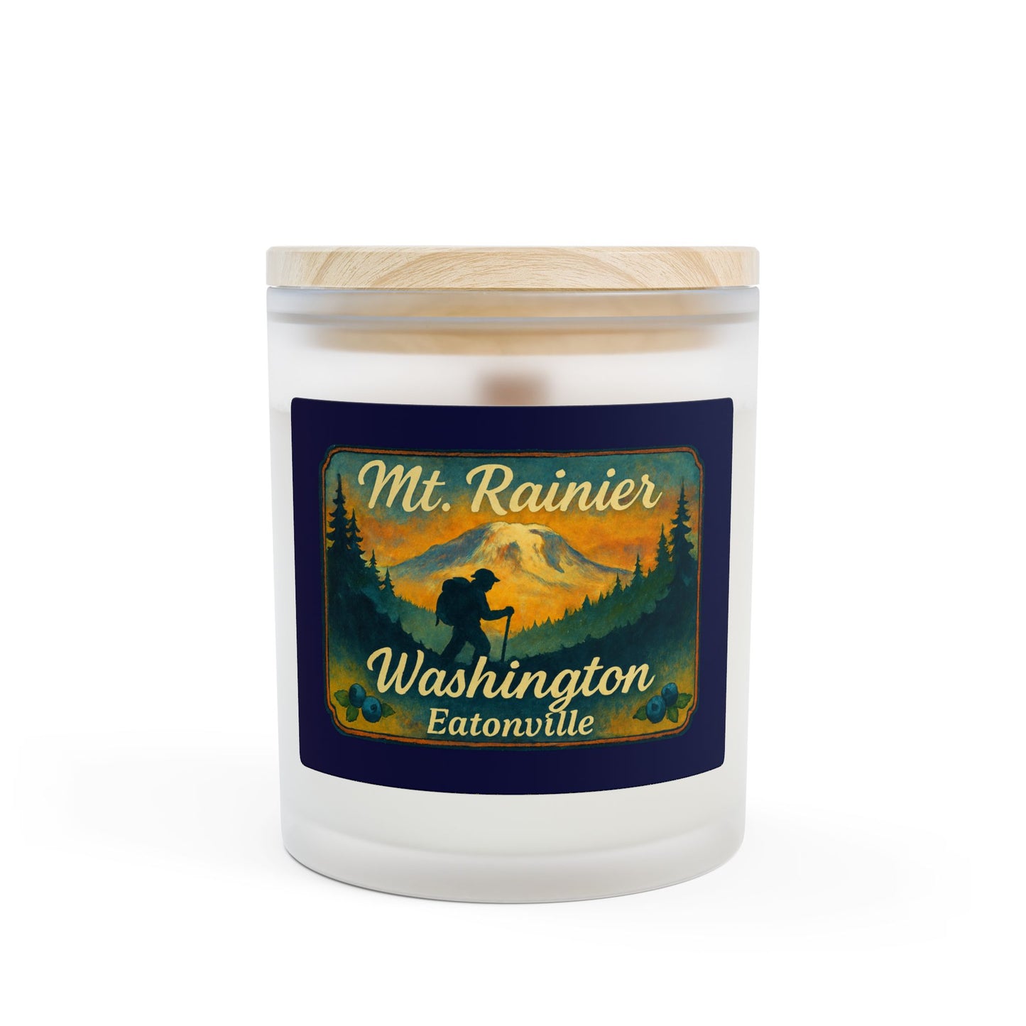 Mt. Rainier - Eatonville, WA Hiker Frosted Glass Candle