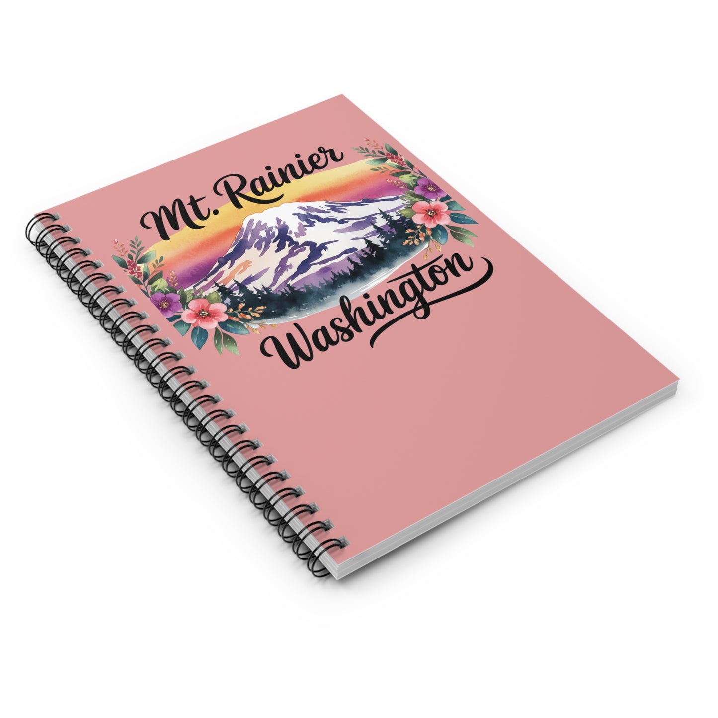 Mt. Rainier - Washington Floral Sunset Spiral Notebook