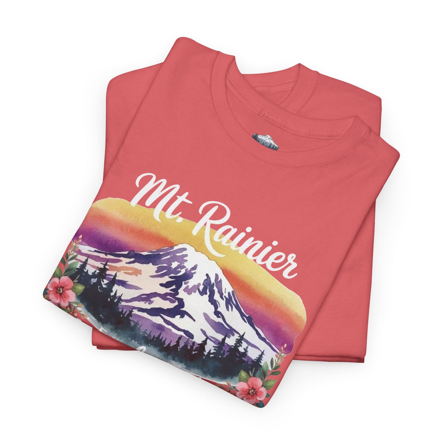 Mt. Rainier - Washington Floral Sunset T-Shirt