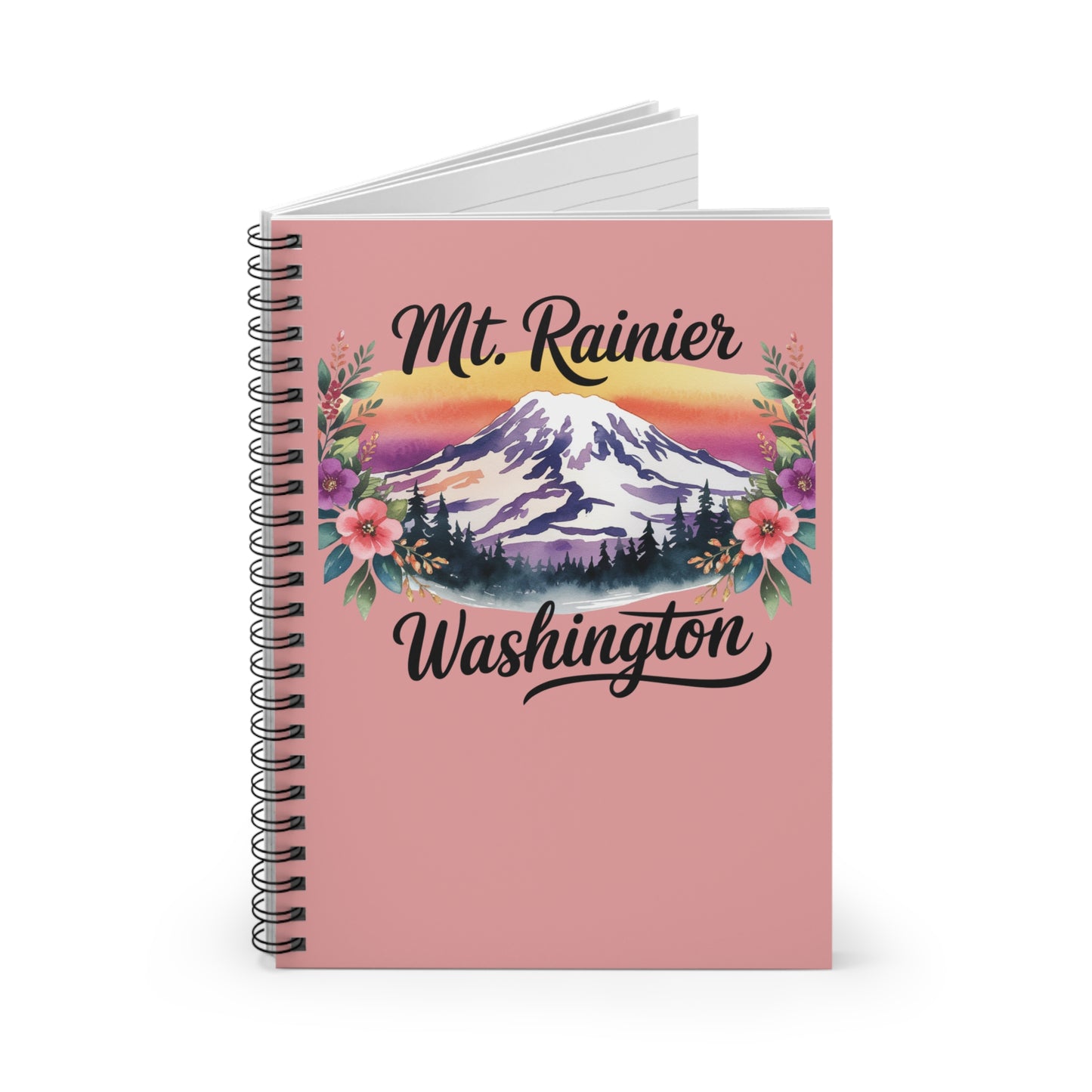 Mt. Rainier - Washington Floral Sunset Spiral Notebook