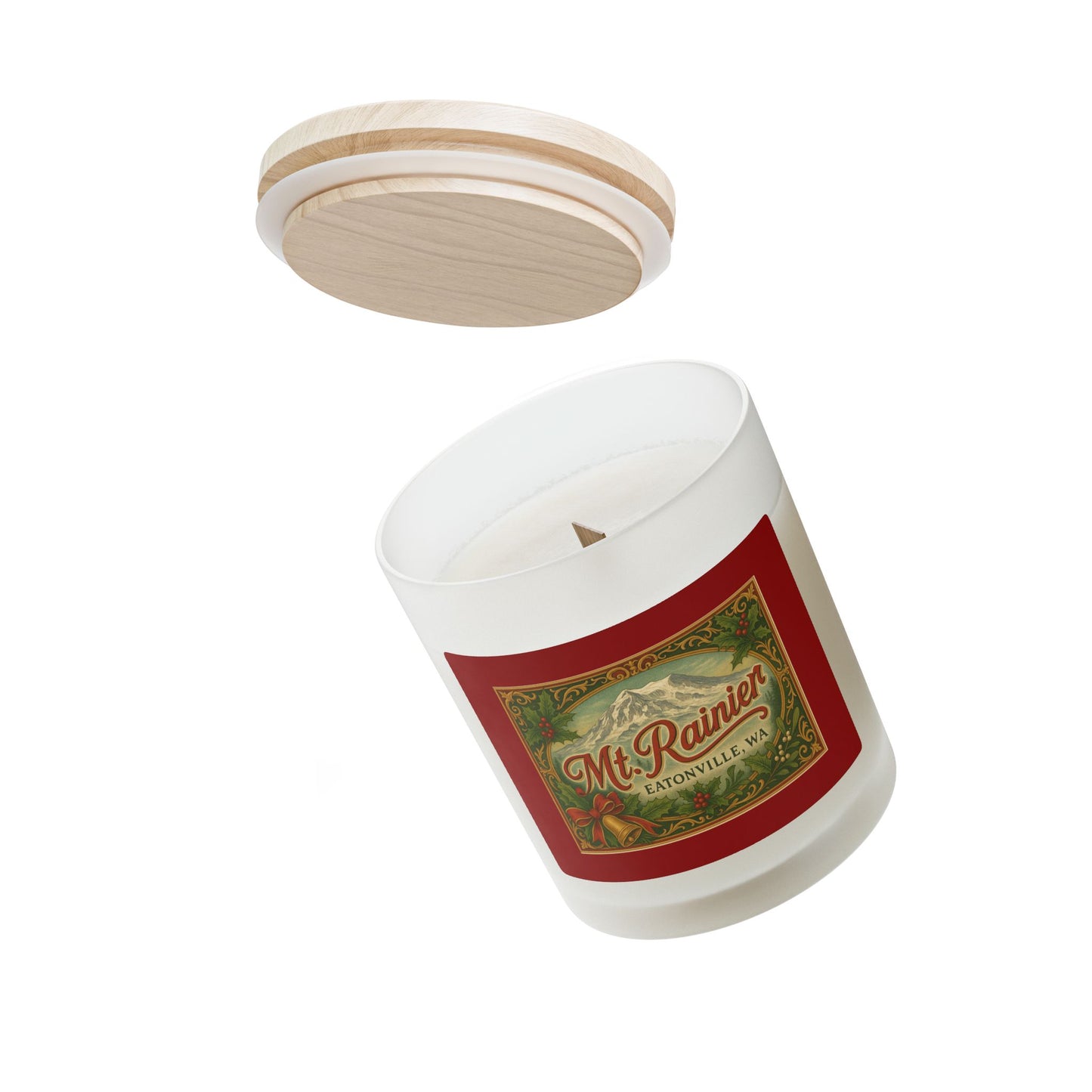Mt. Rainier - Eatonville, WA Victorian Christmas Frosted Glass Candle