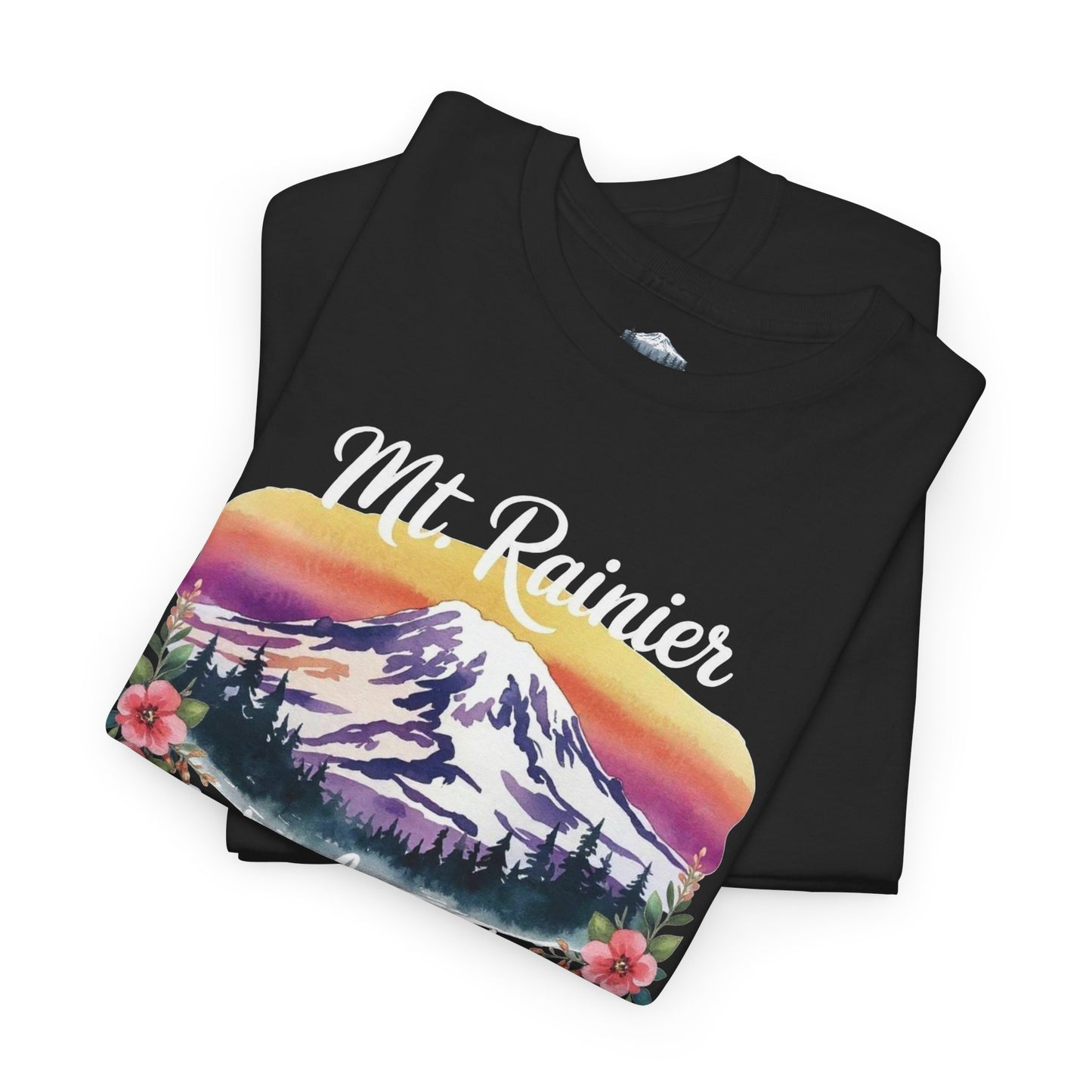 Mt. Rainier - Washington Floral Sunset T-Shirt