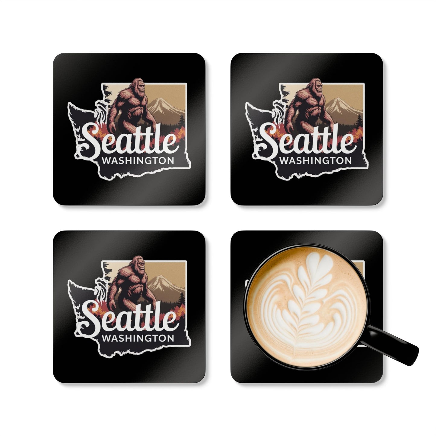Bigfoot Seattle Washington Coaster Set