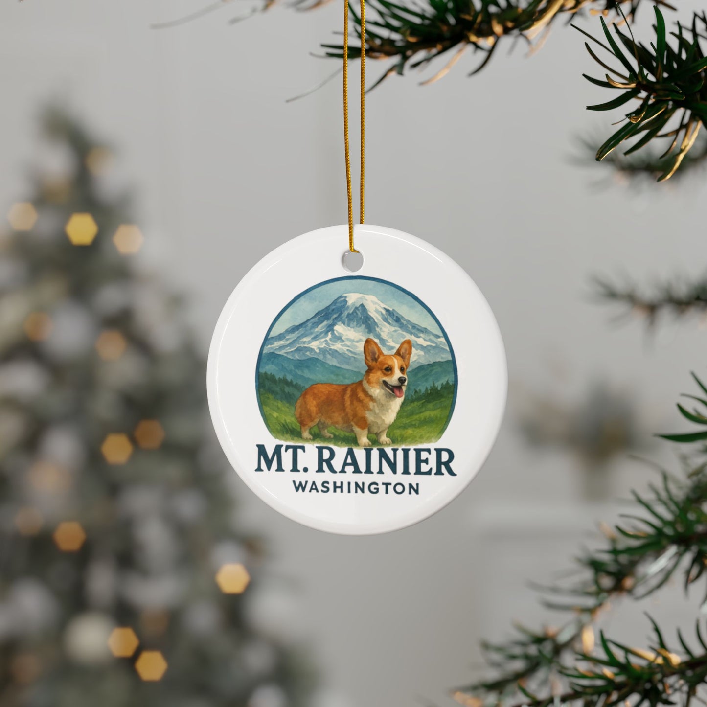 Mt. Rainier - Washington Corgi Ornament