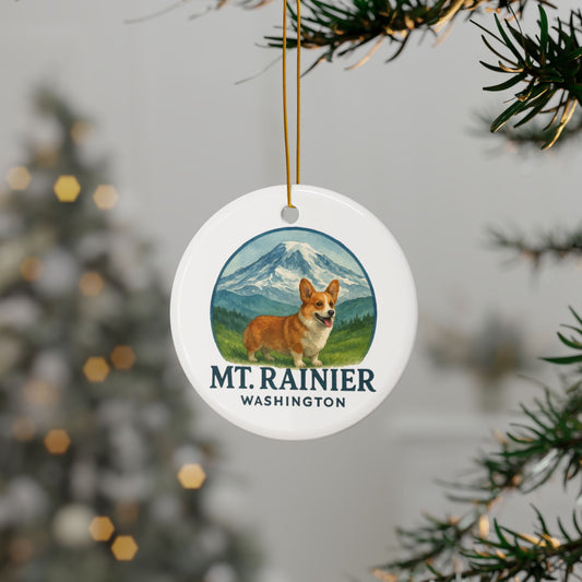 Mt. Rainier - Washington Corgi Ornament