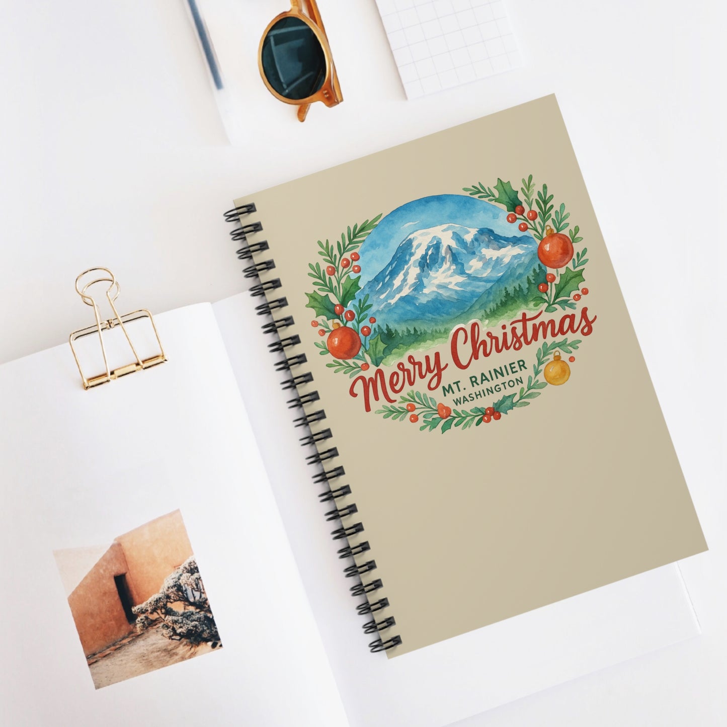 Mt. Rainier - Washington Merry Christmas Spiral Notebook