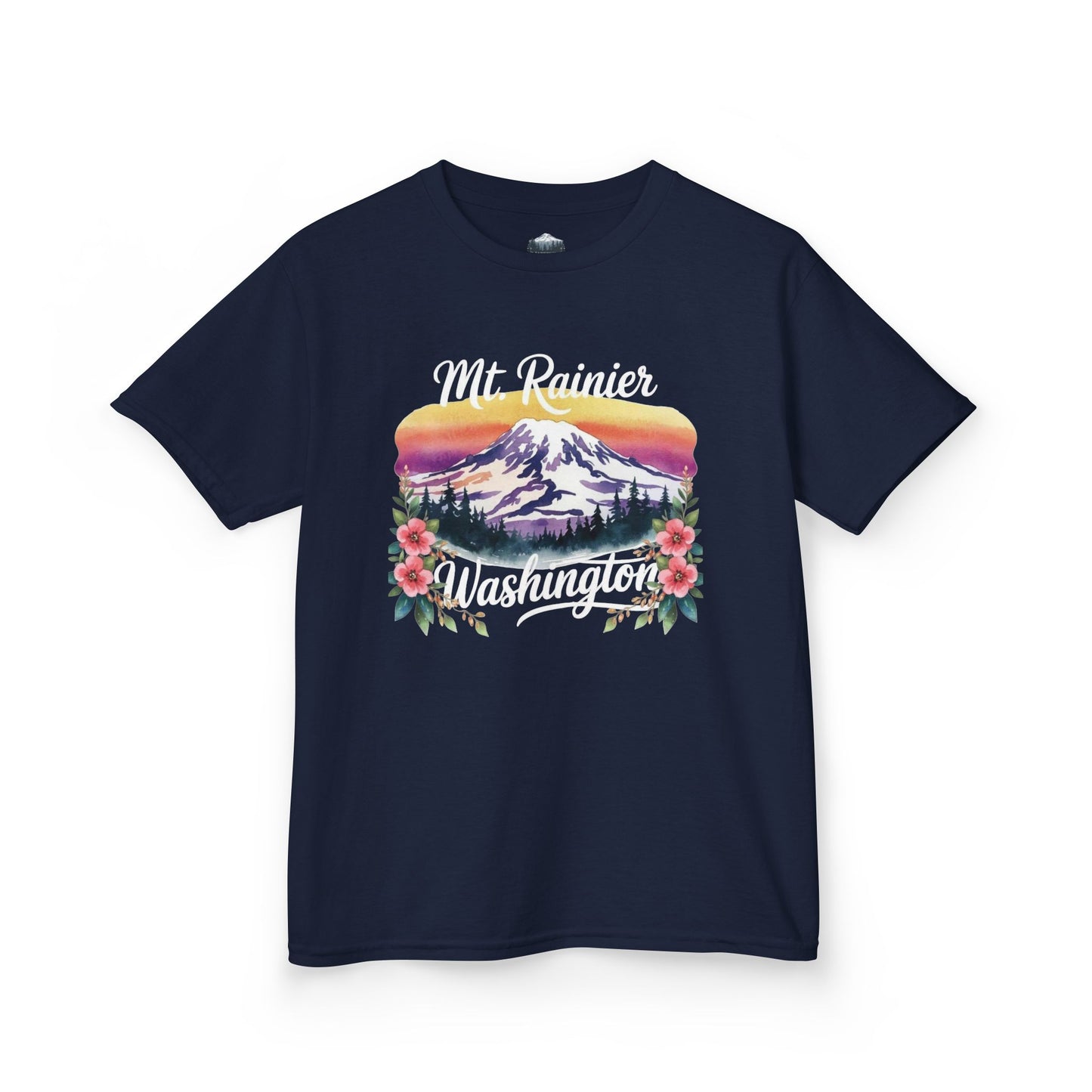 Mt. Rainier - Washington Floral Sunset Kids Tee