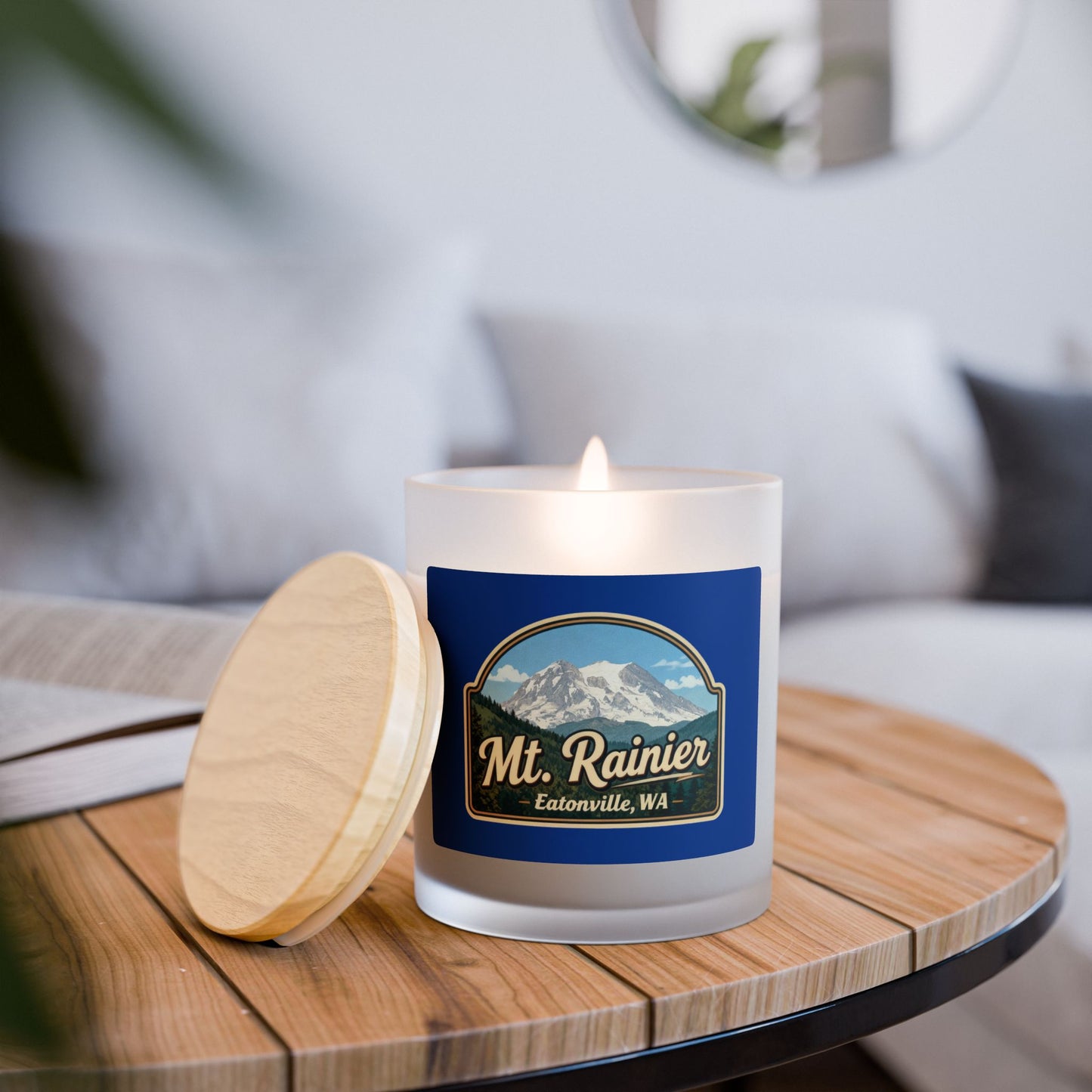 Mt. Rainier - Eatonville, WA Vintage Frosted Glass Candle