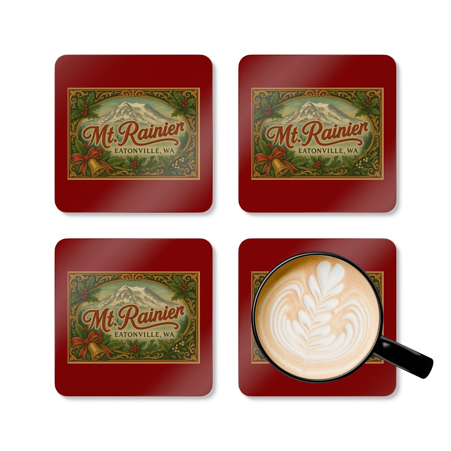 Mt. Rainier - Eatonville, WA Victorian Christmas Coaster Set