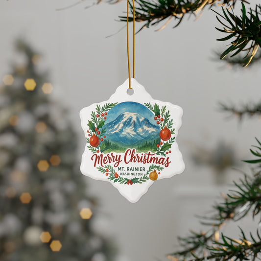 Mt. Rainier - Washington Merry Christmas Ornament