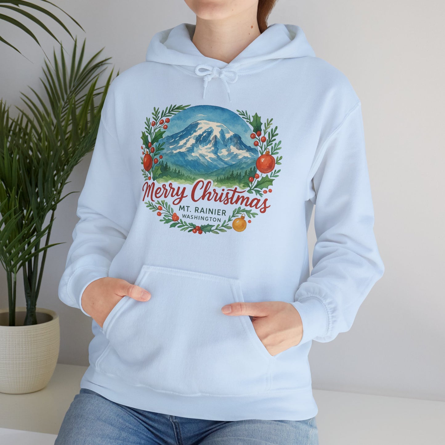 Mt. Rainier - Washington Merry Christmas Hoodie