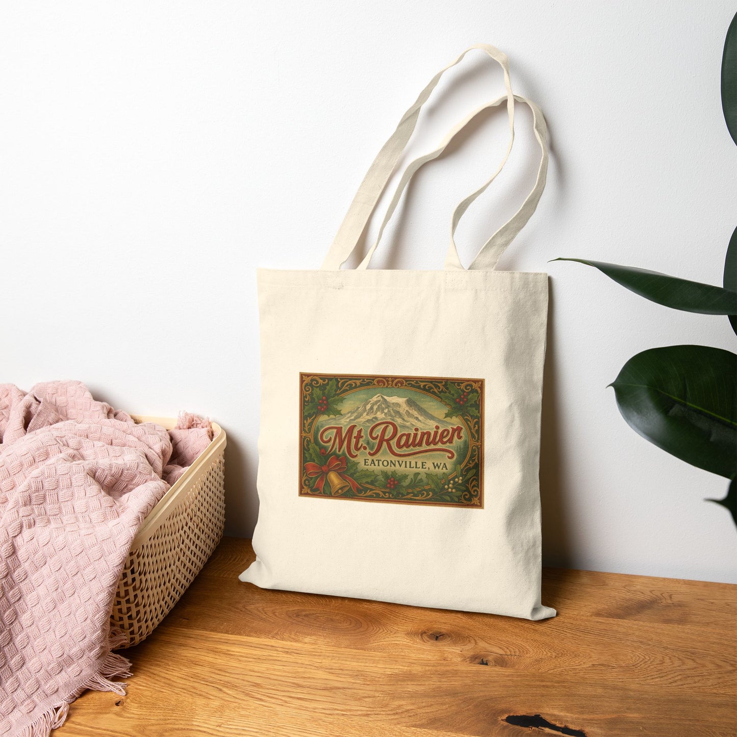 Mt. Rainier - Eatonville, WA Victorian Christmas Canvas Tote Bag