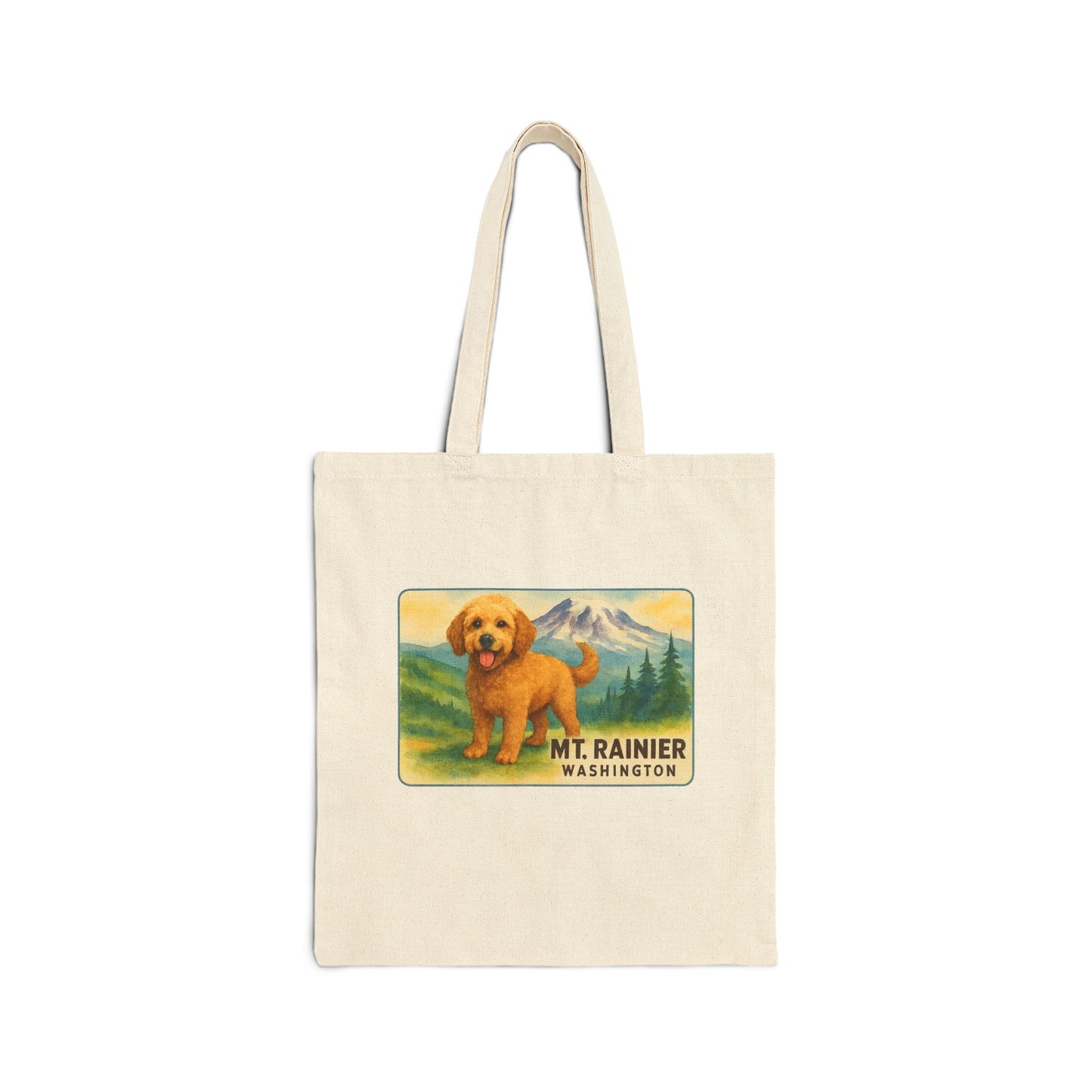 Mt. Rainier - Washington Golden Doodle Canvas Tote Bag